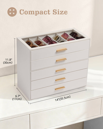Glasses & Sunglasses Organizer Box with Clear Glass Lid