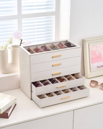 Glasses & Sunglasses Organizer Box with Clear Glass Lid