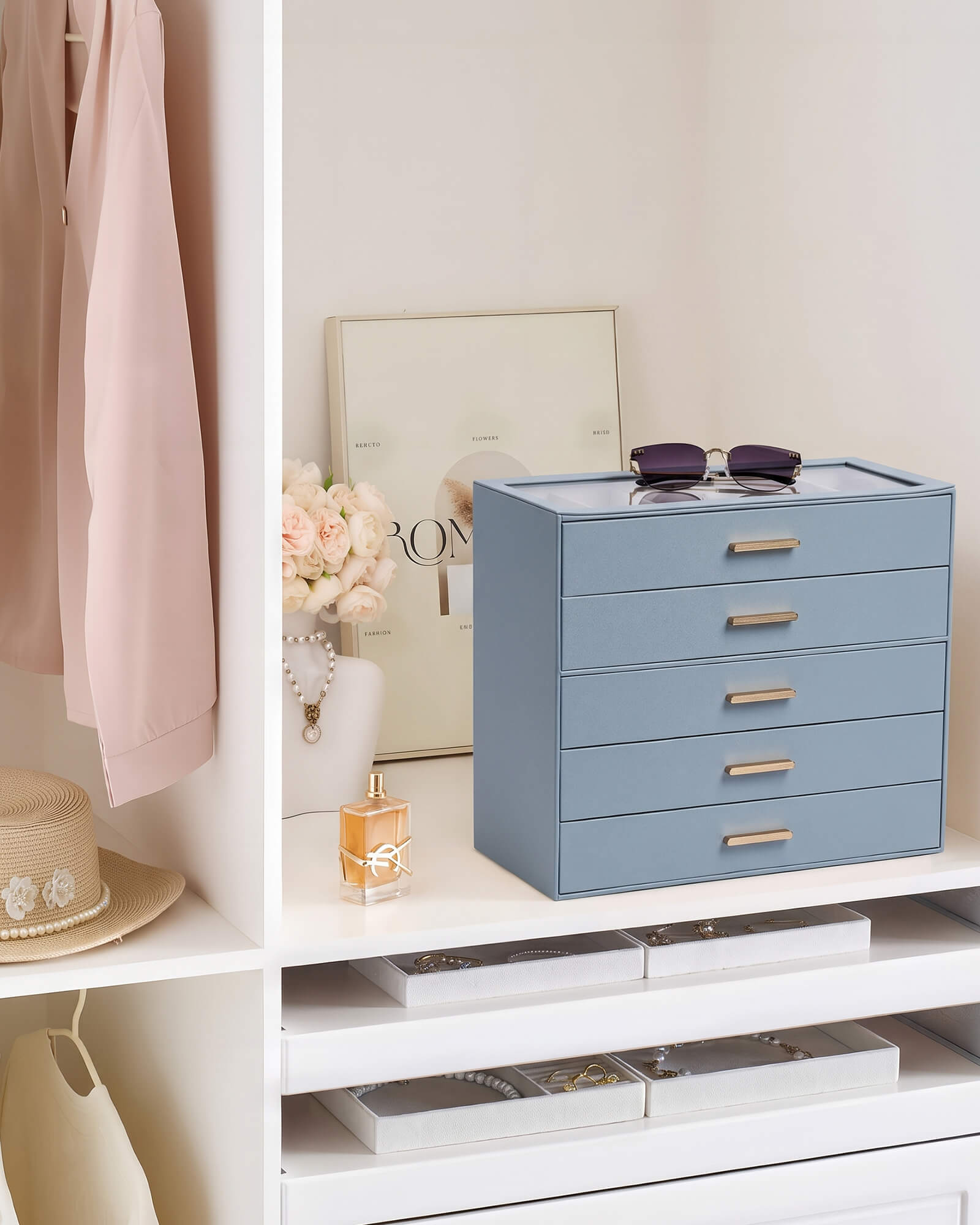 Glasses & Sunglasses Organizer Box with Clear Glass Lid