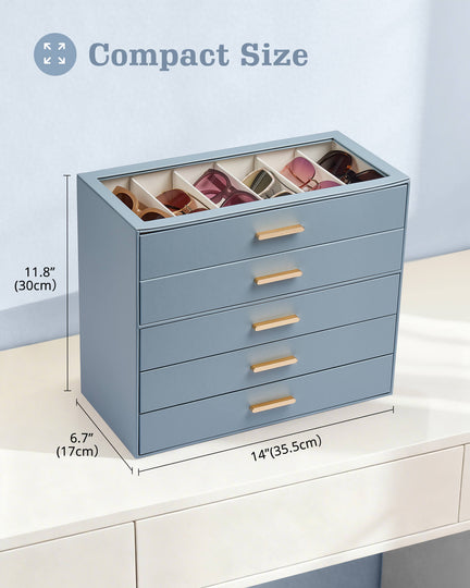 Glasses & Sunglasses Organizer Box with Clear Glass Lid