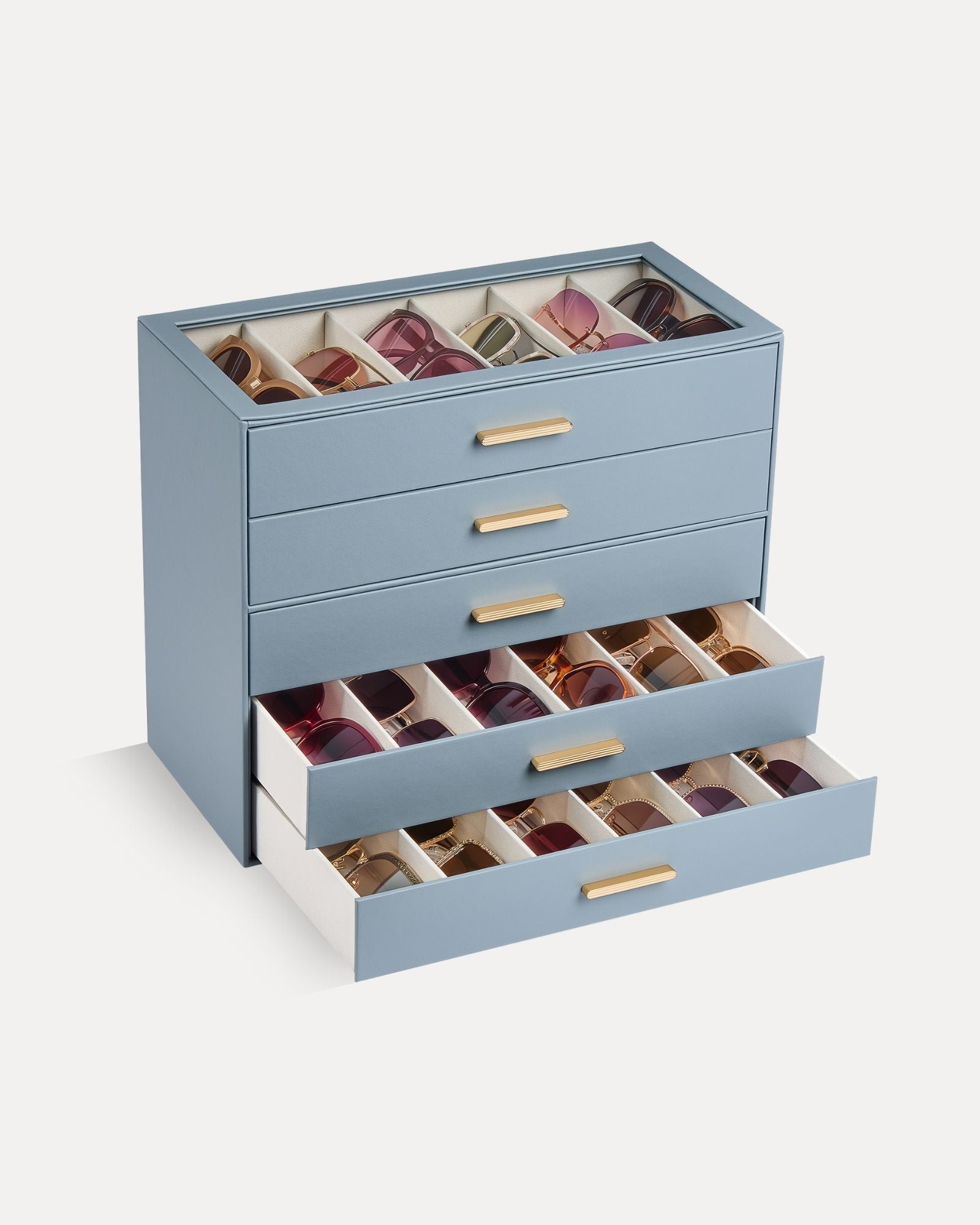 Glasses & Sunglasses Organizer Box with Clear Glass Lid