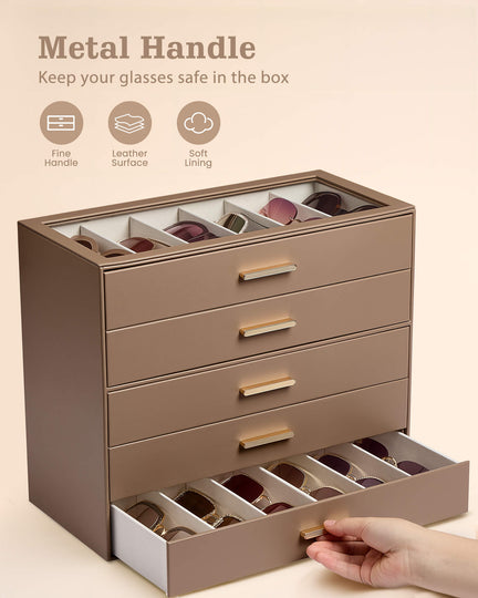 Glasses & Sunglasses Organizer Box with Clear Glass Lid