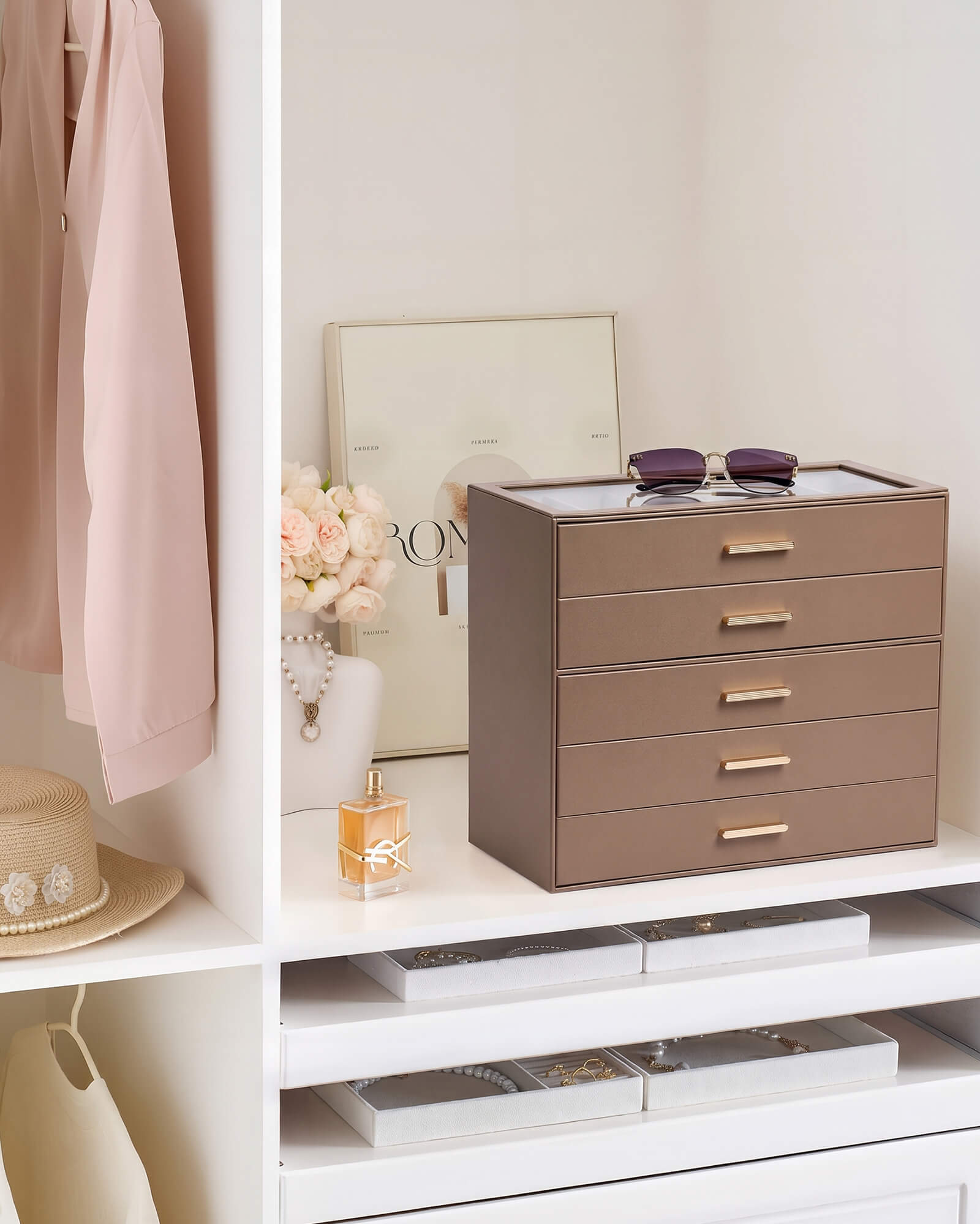 Glasses & Sunglasses Organizer Box with Clear Glass Lid