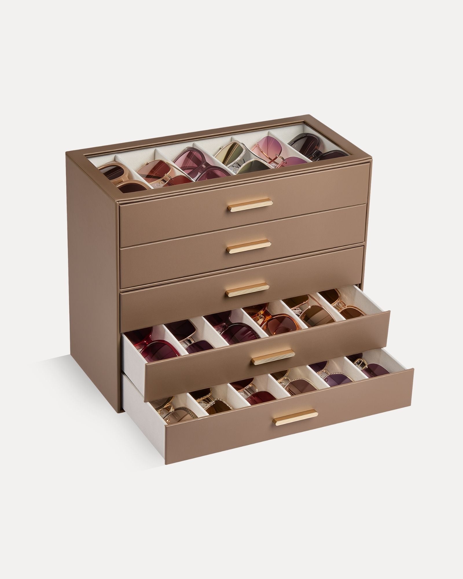 Glasses & Sunglasses Organizer Box with Clear Glass Lid