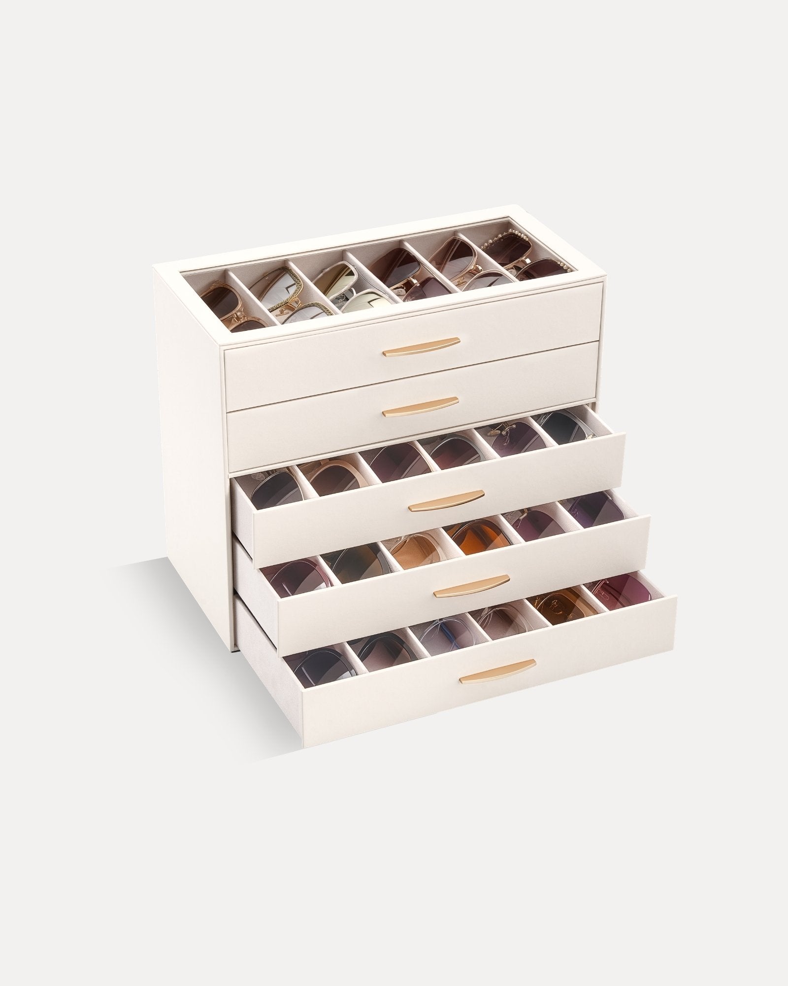 5-Layer Sunglasses Organizer Case with Clear Top Lid