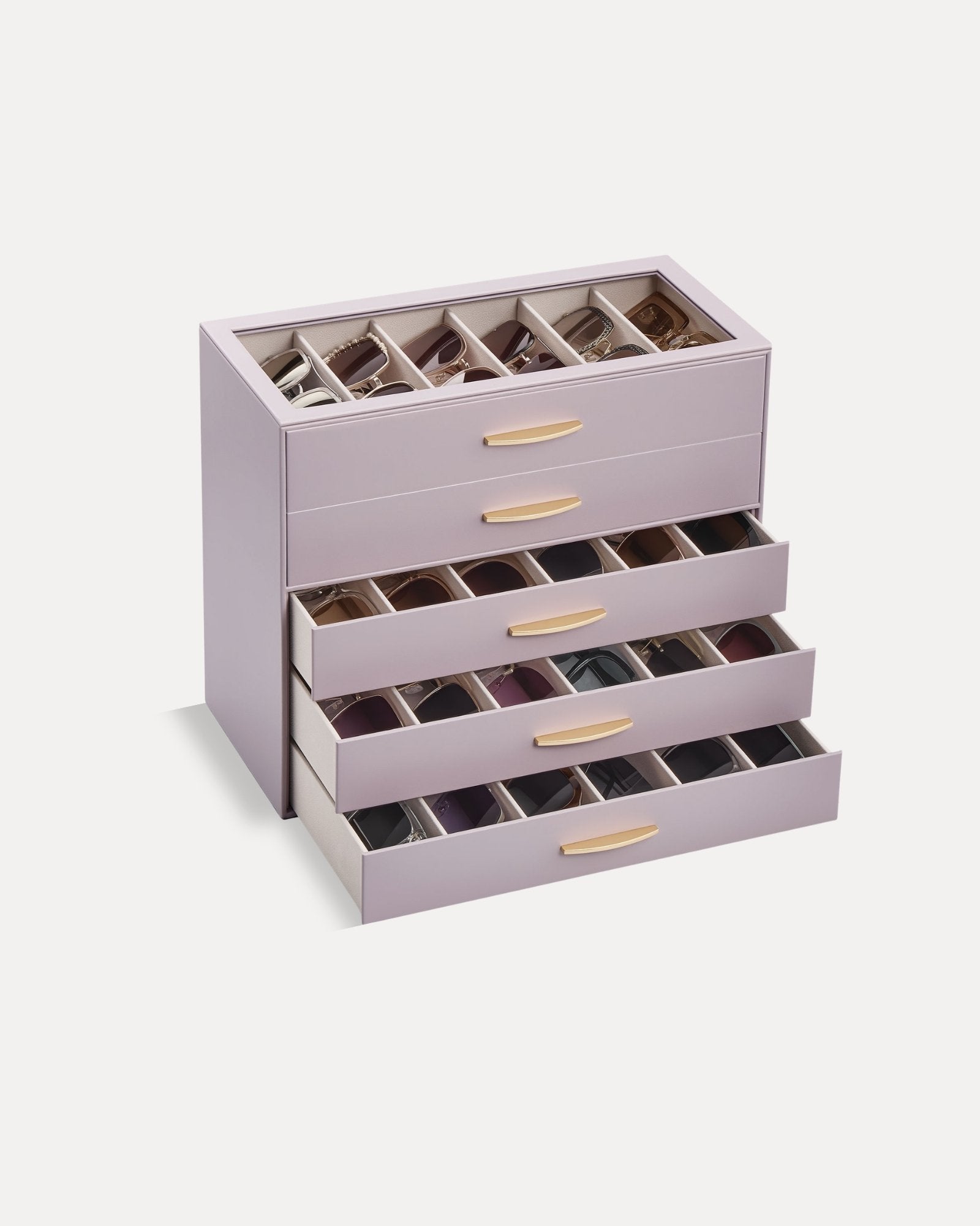 5-Layer Sunglasses Organizer Case with Clear Top Lid