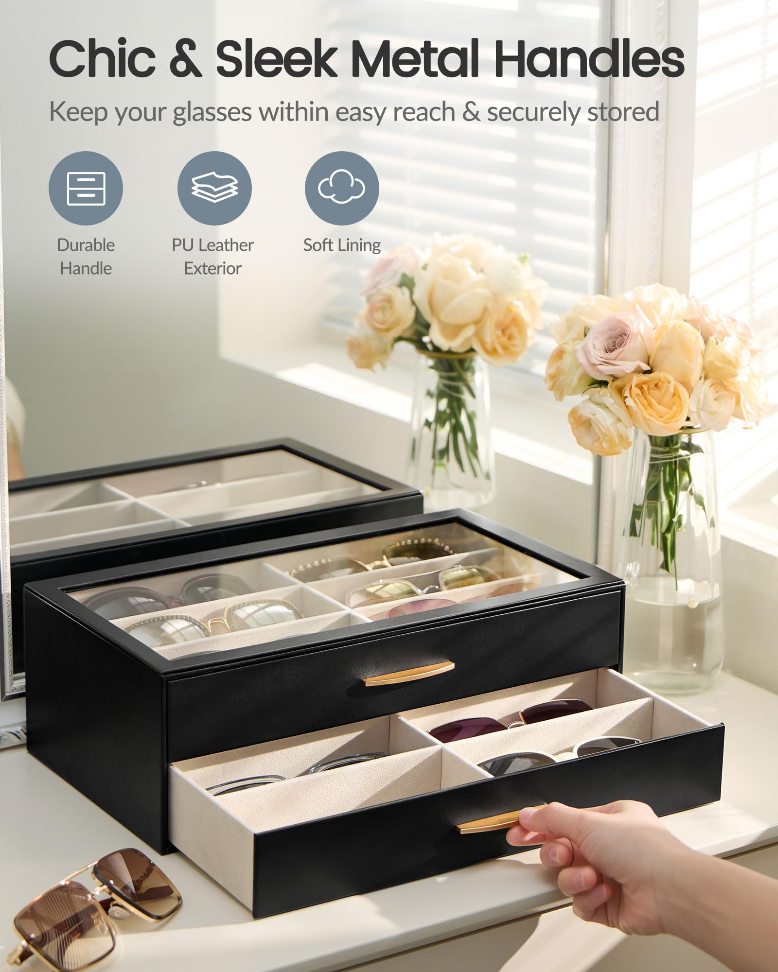 PU Eyewear Storage Box with Drawer