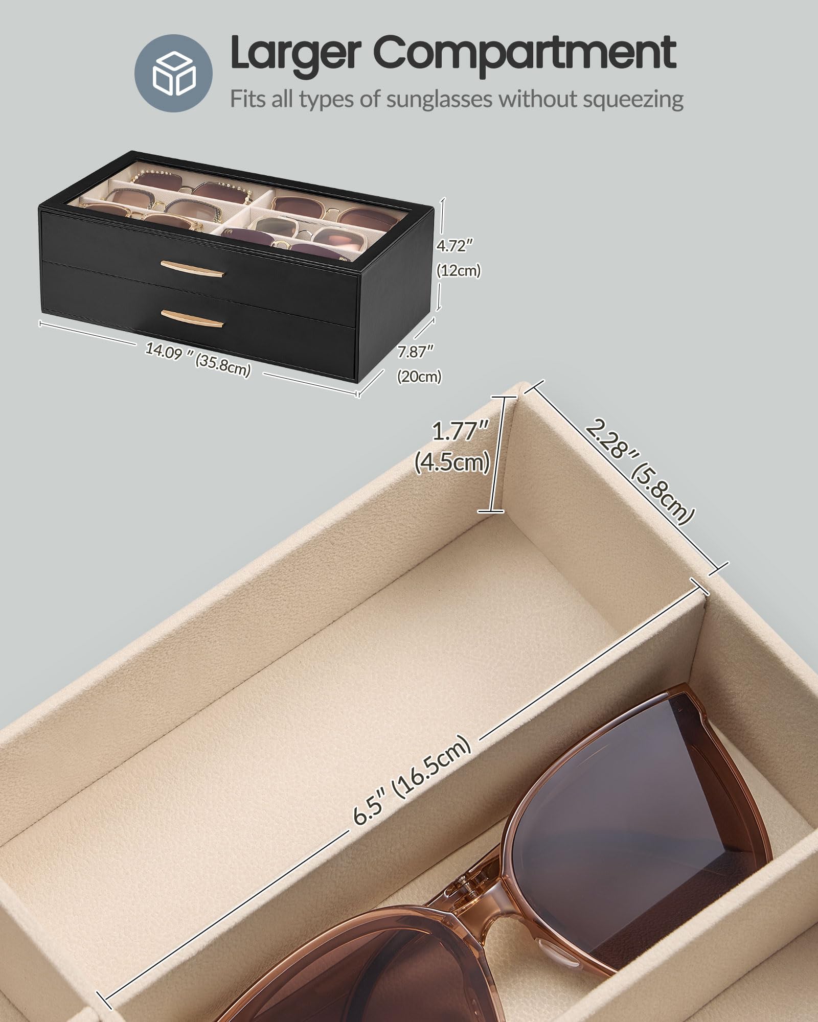 PU Eyewear Storage Box with Drawer