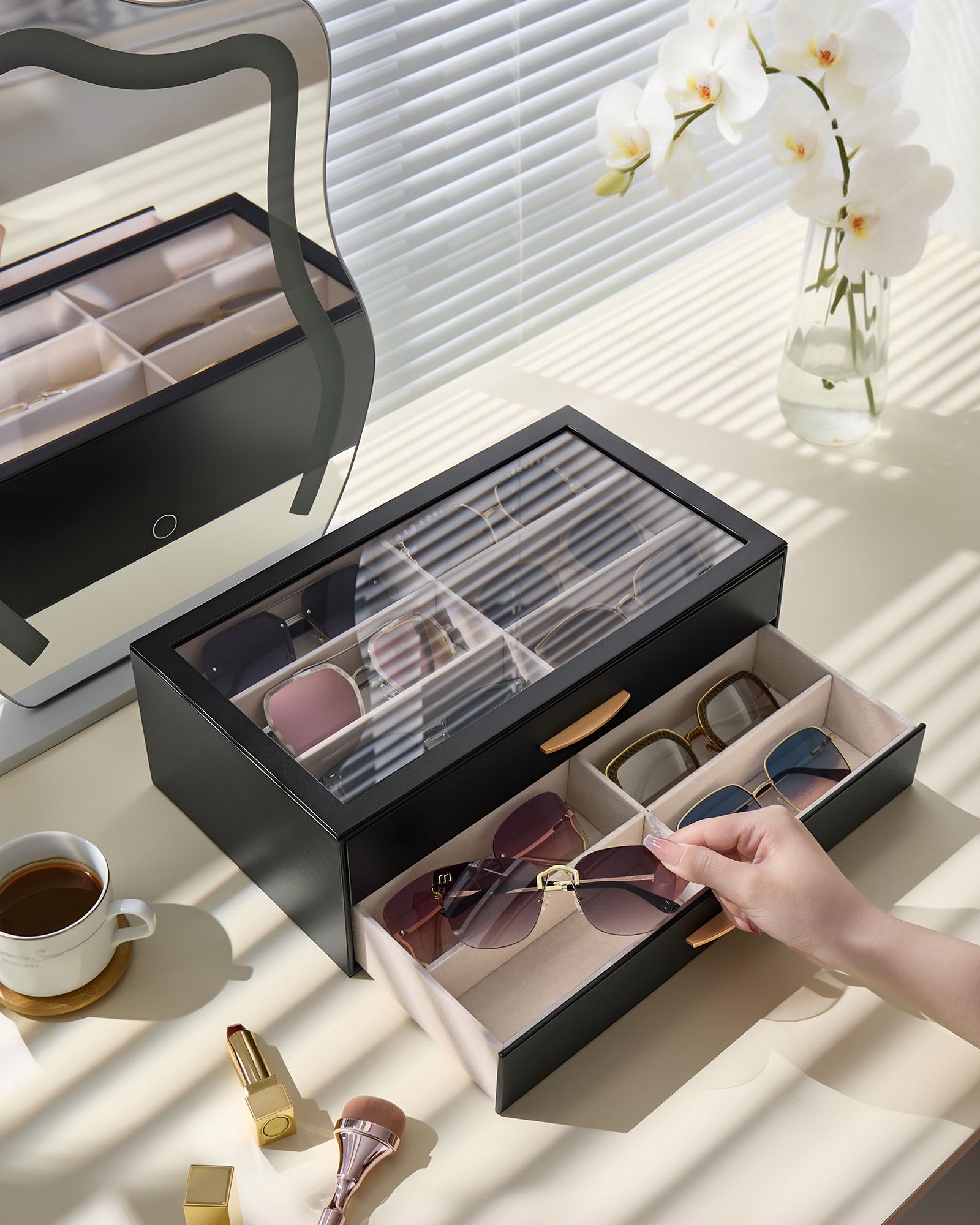 PU Eyewear Storage Box with Drawer