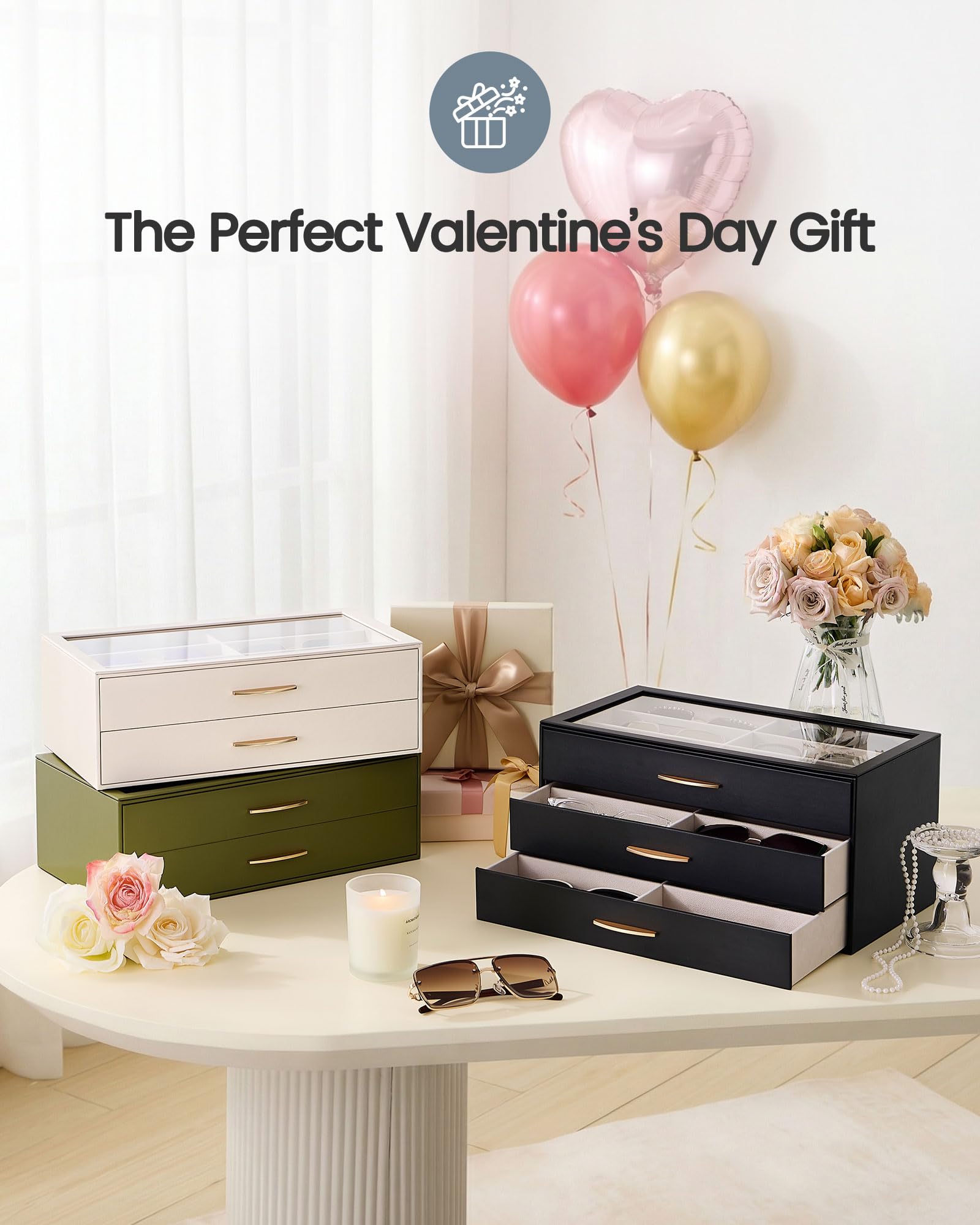 PU Eyewear Storage Box with Drawer