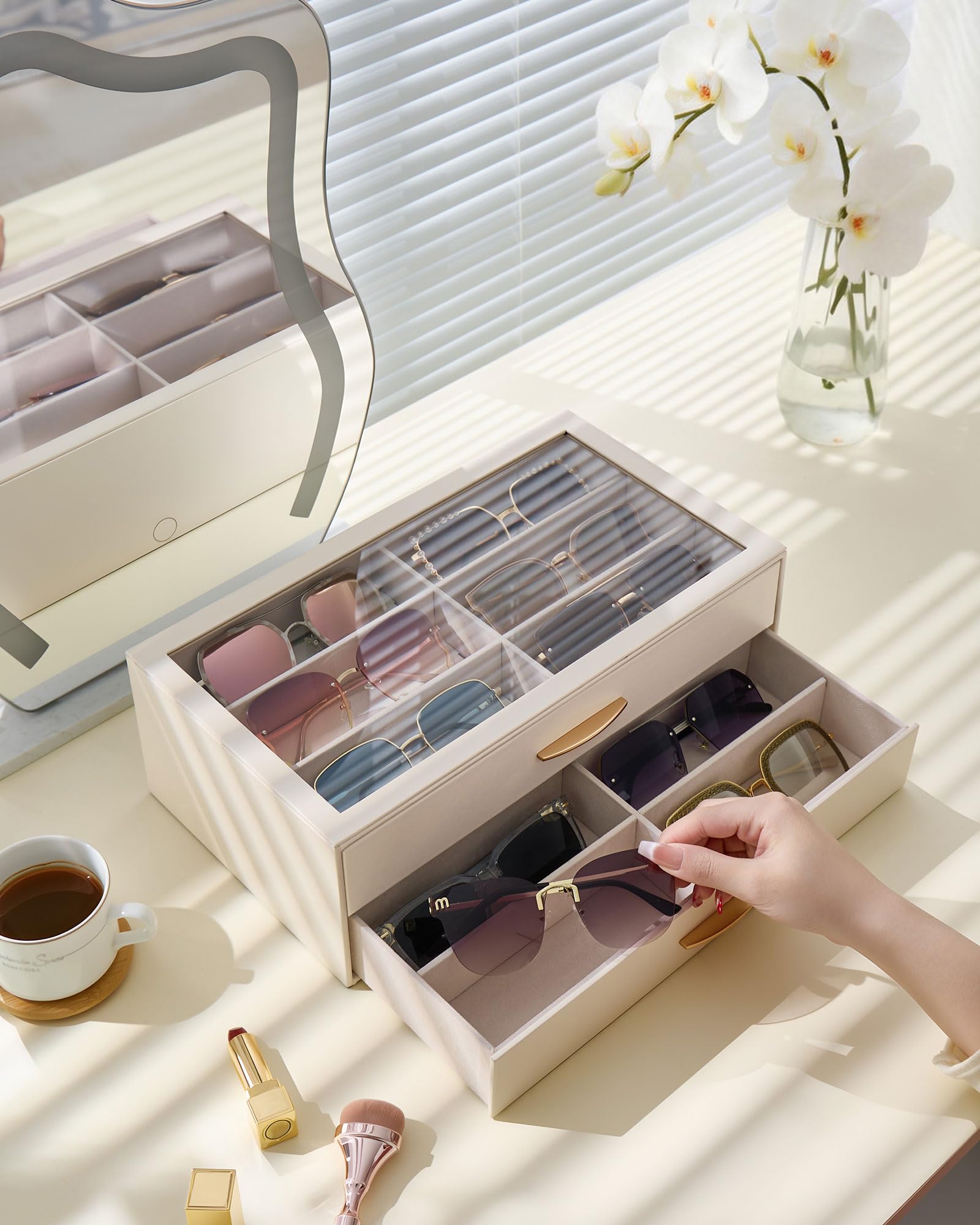 PU Eyewear Storage Box with Drawer