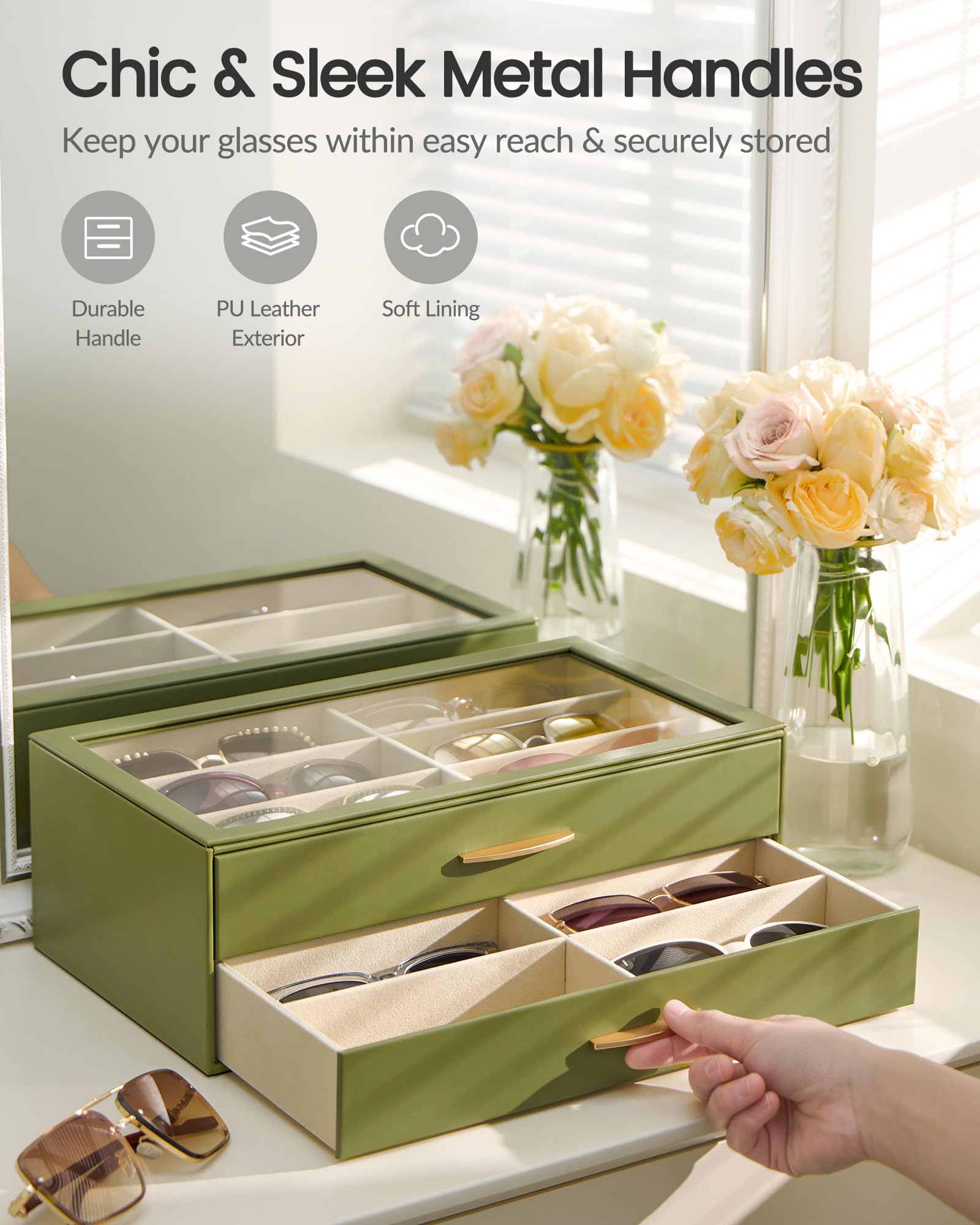 PU Eyewear Storage Box with Drawer