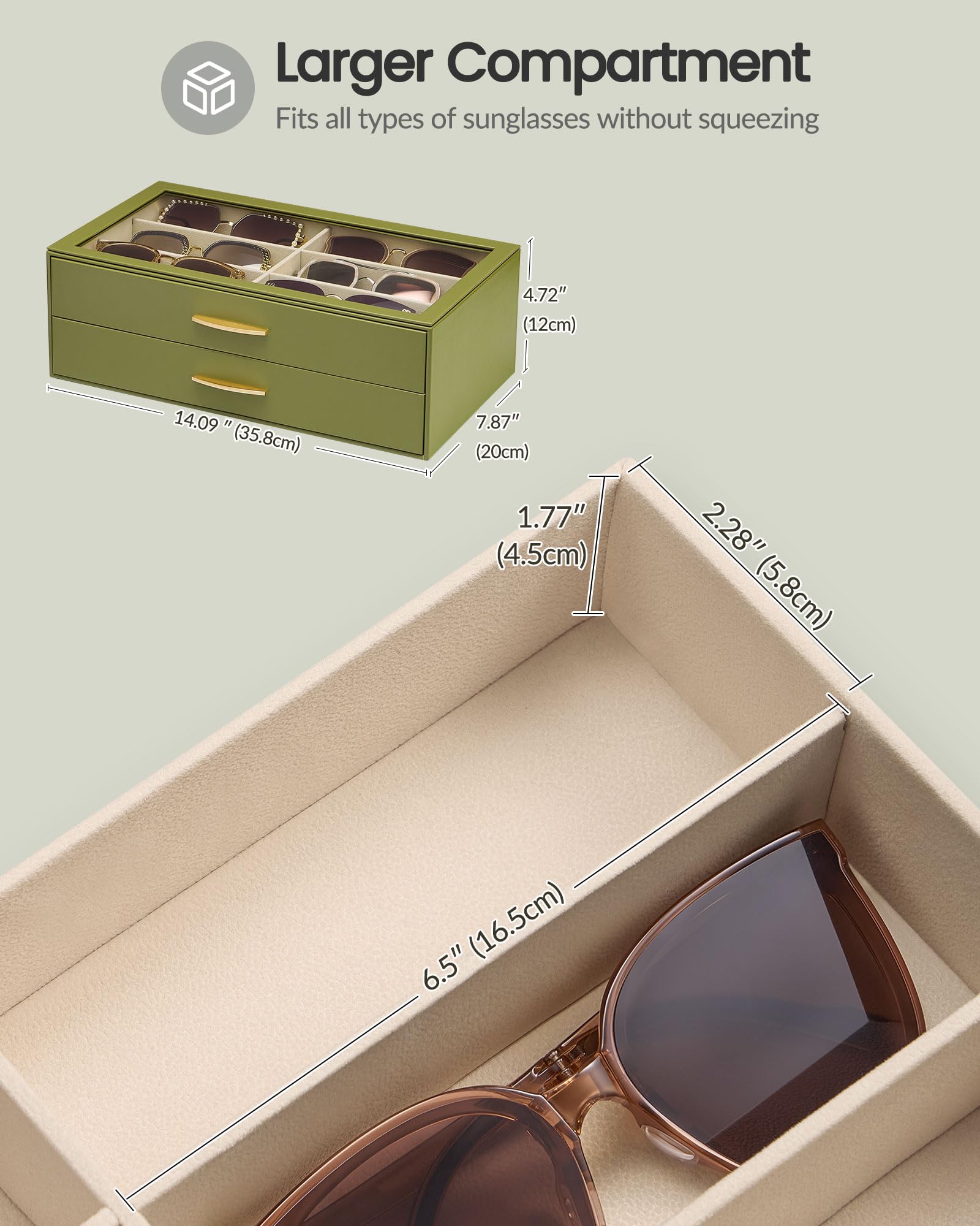 PU Eyewear Storage Box with Drawer