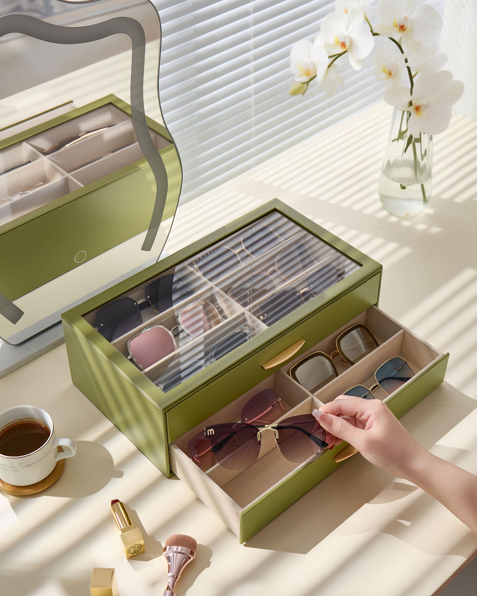 PU Eyewear Storage Box with Drawer