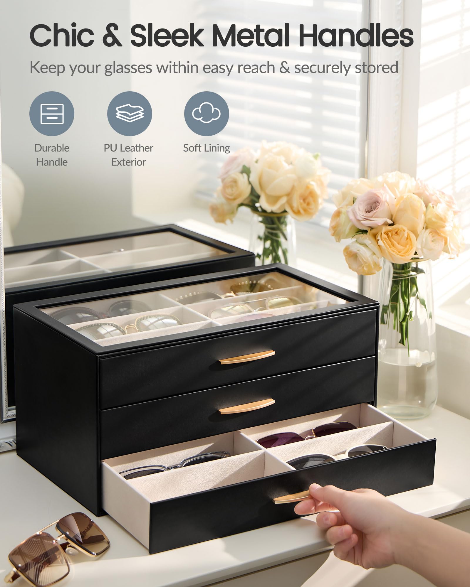 PU Eyewear Storage Box with Drawer