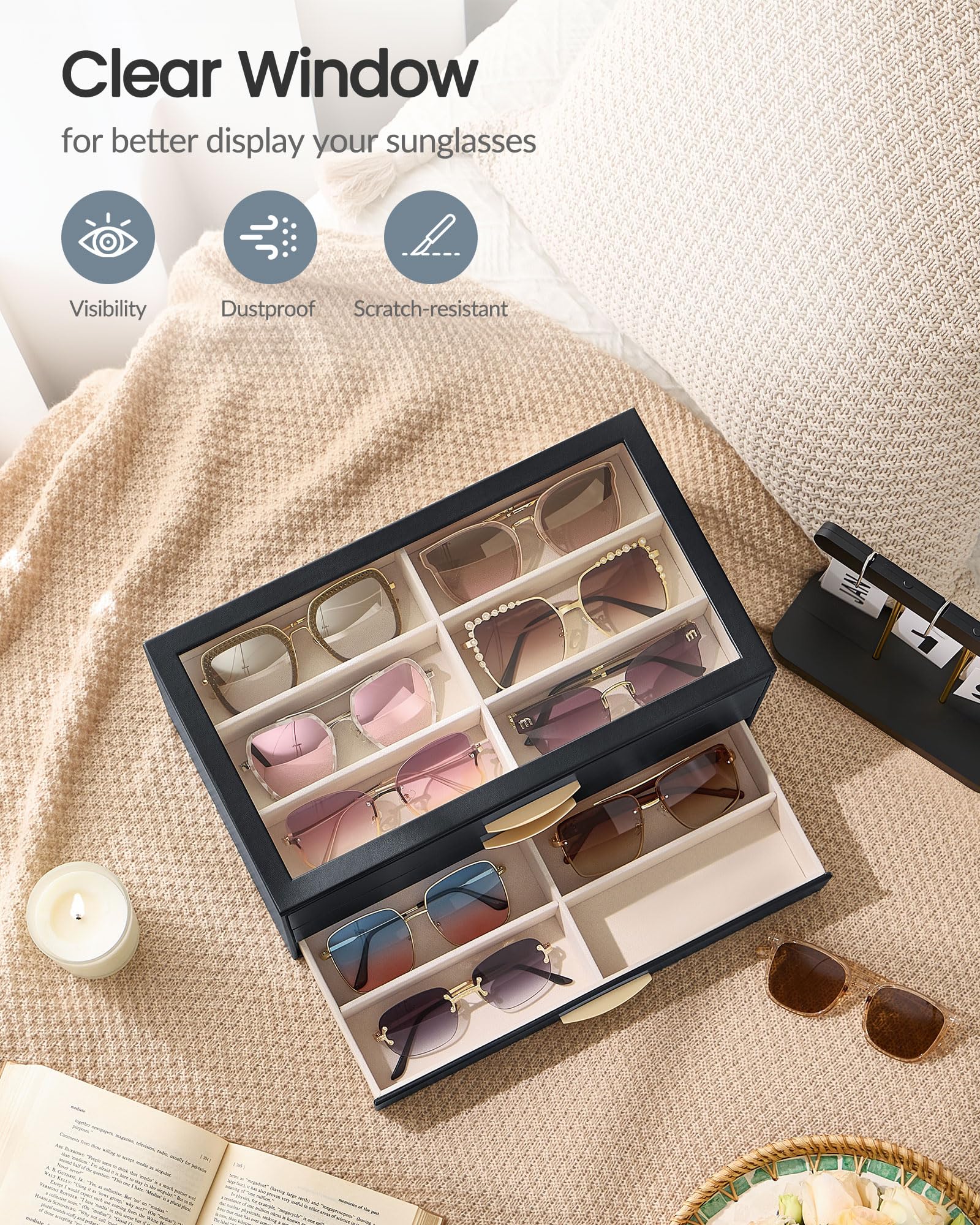 PU Eyewear Storage Box with Drawer