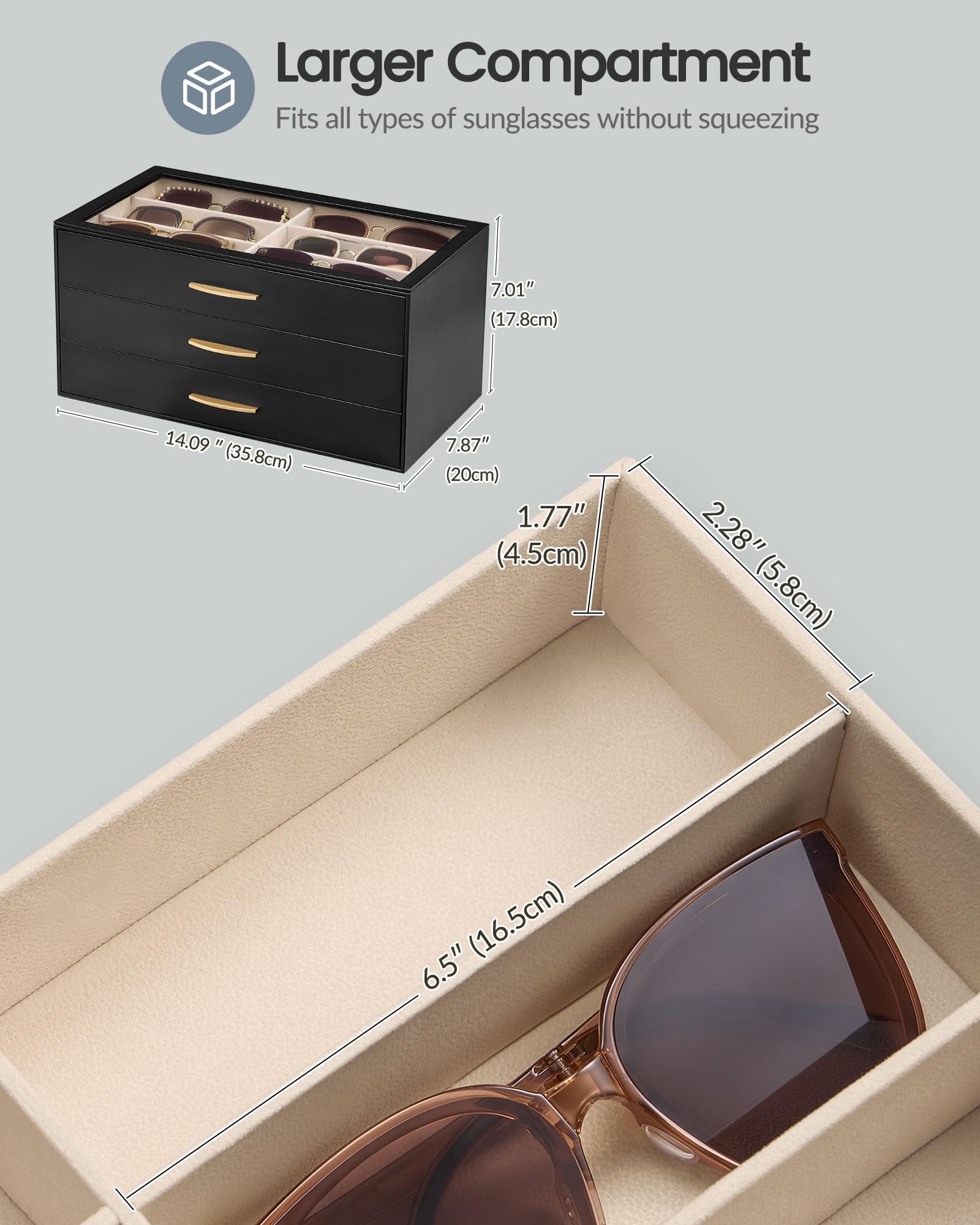 PU Eyewear Storage Box with Drawer