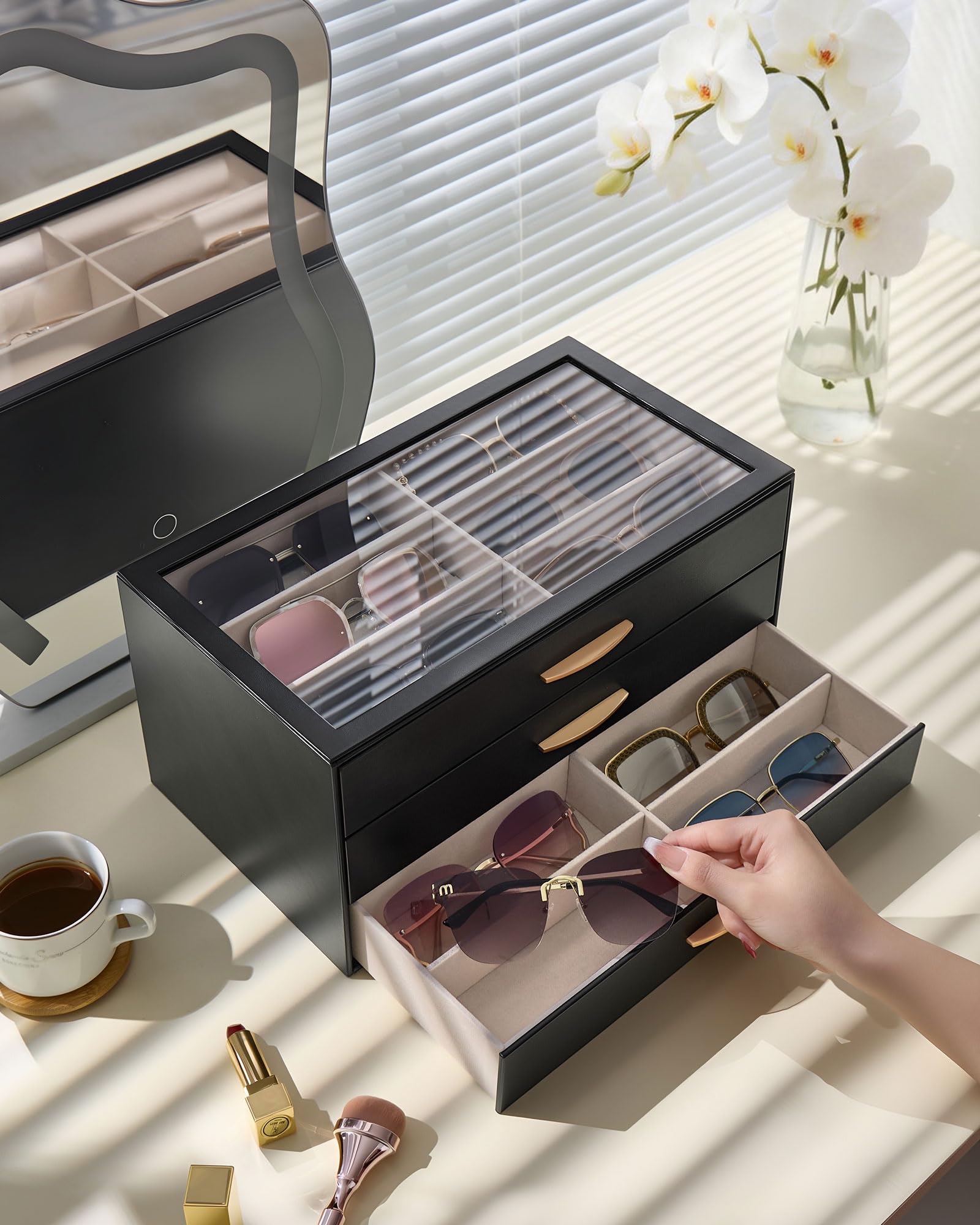 PU Eyewear Storage Box with Drawer