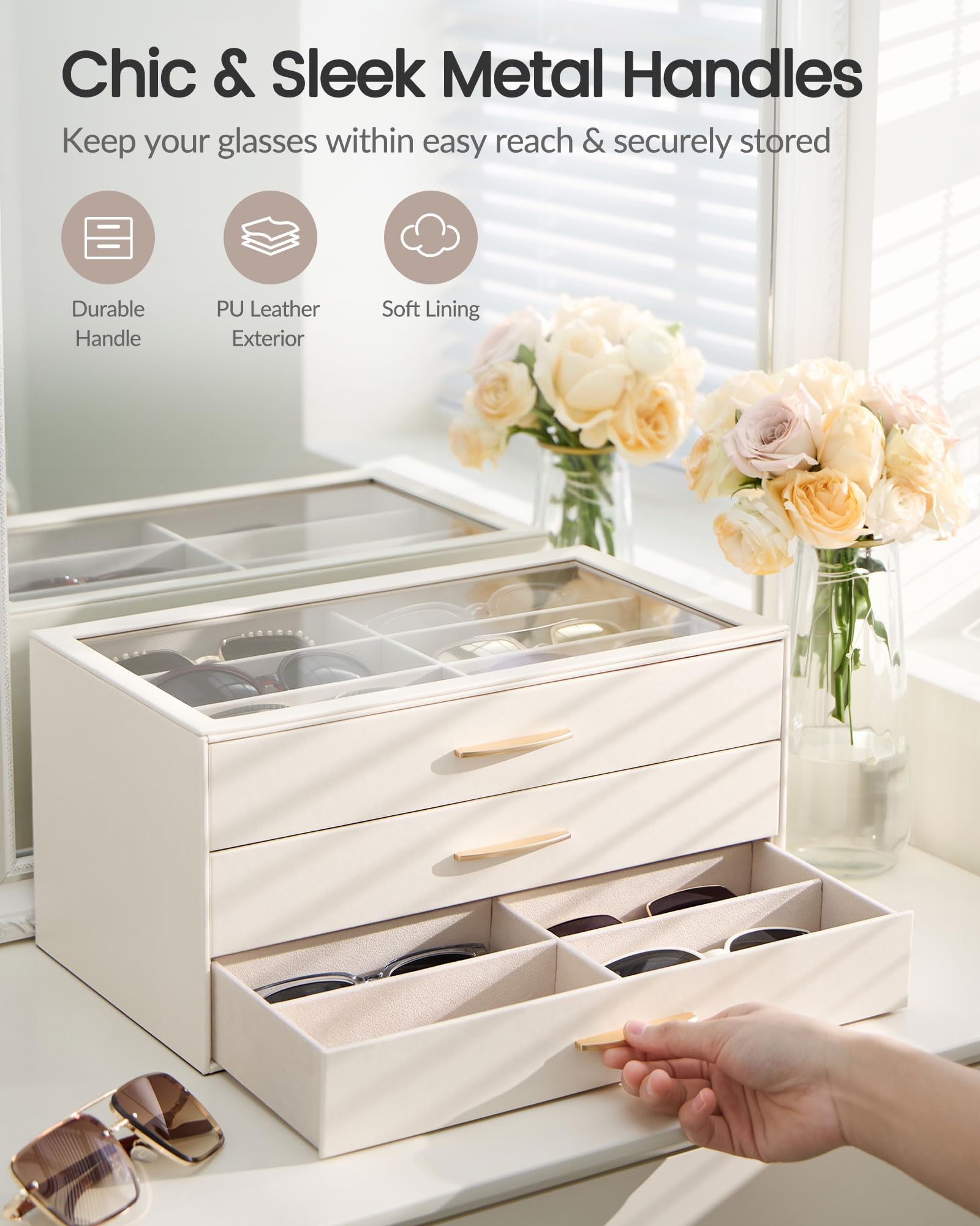 PU Eyewear Storage Box with Drawer