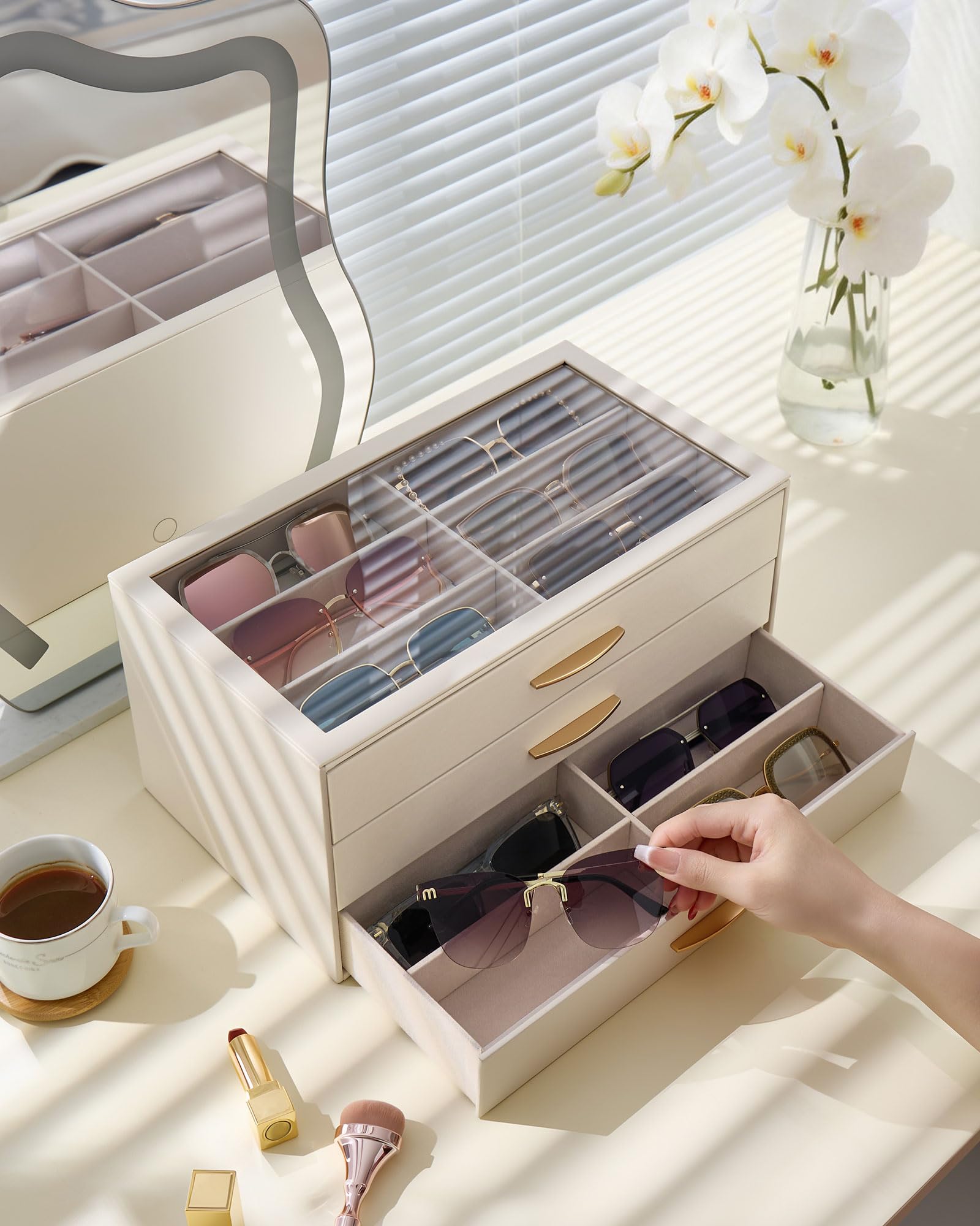 PU Eyewear Storage Box with Drawer