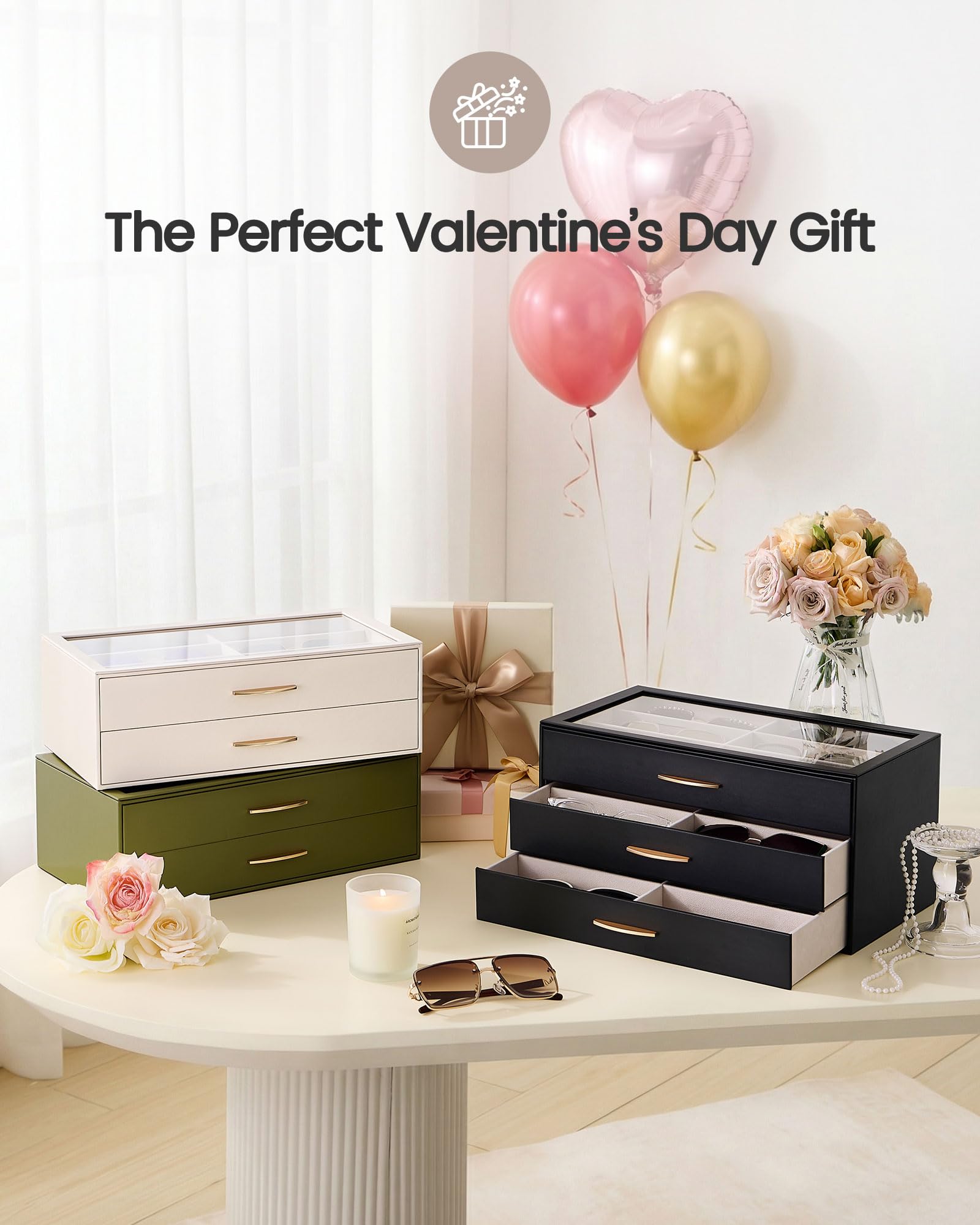 PU Eyewear Storage Box with Drawer