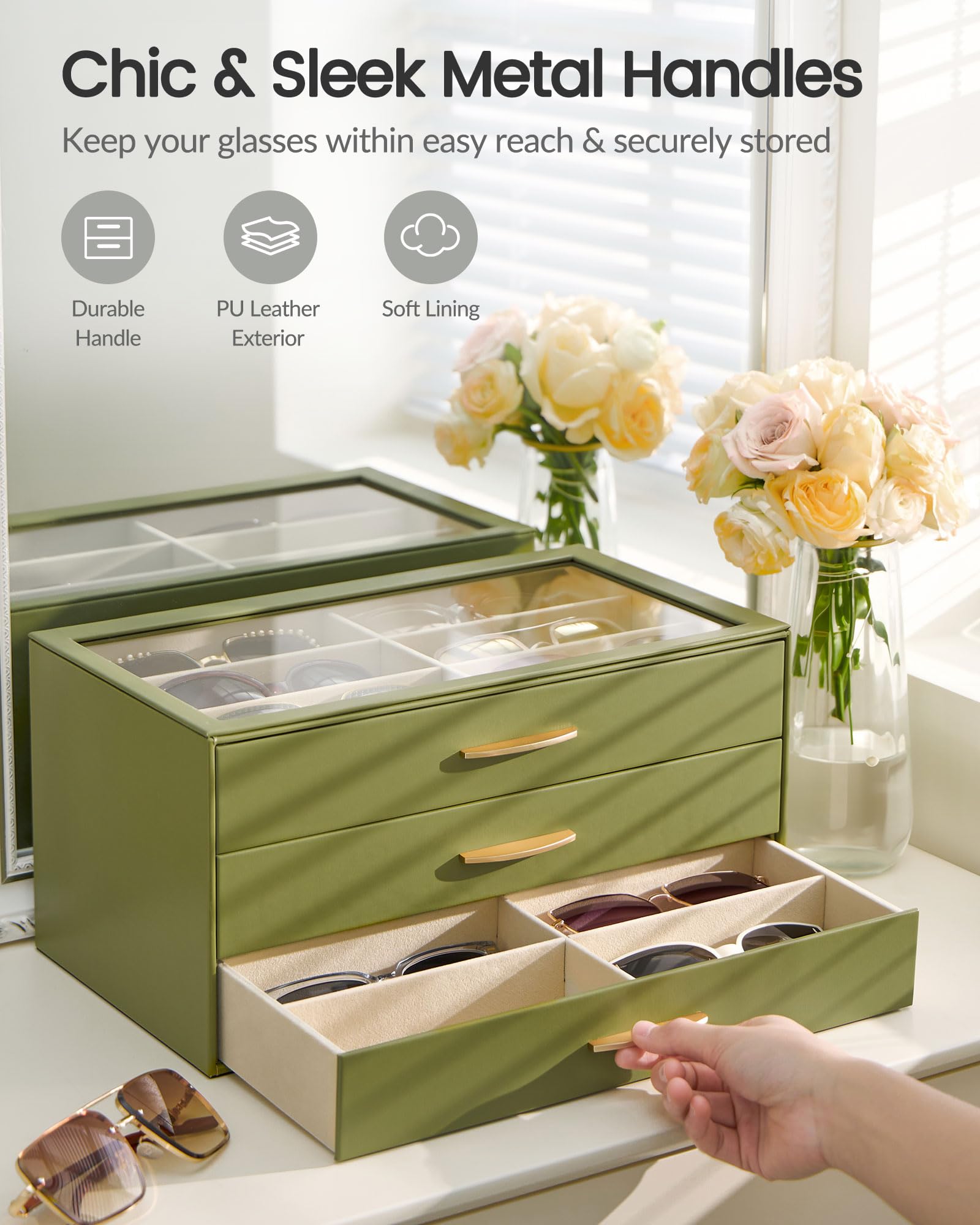 PU Eyewear Storage Box with Drawer