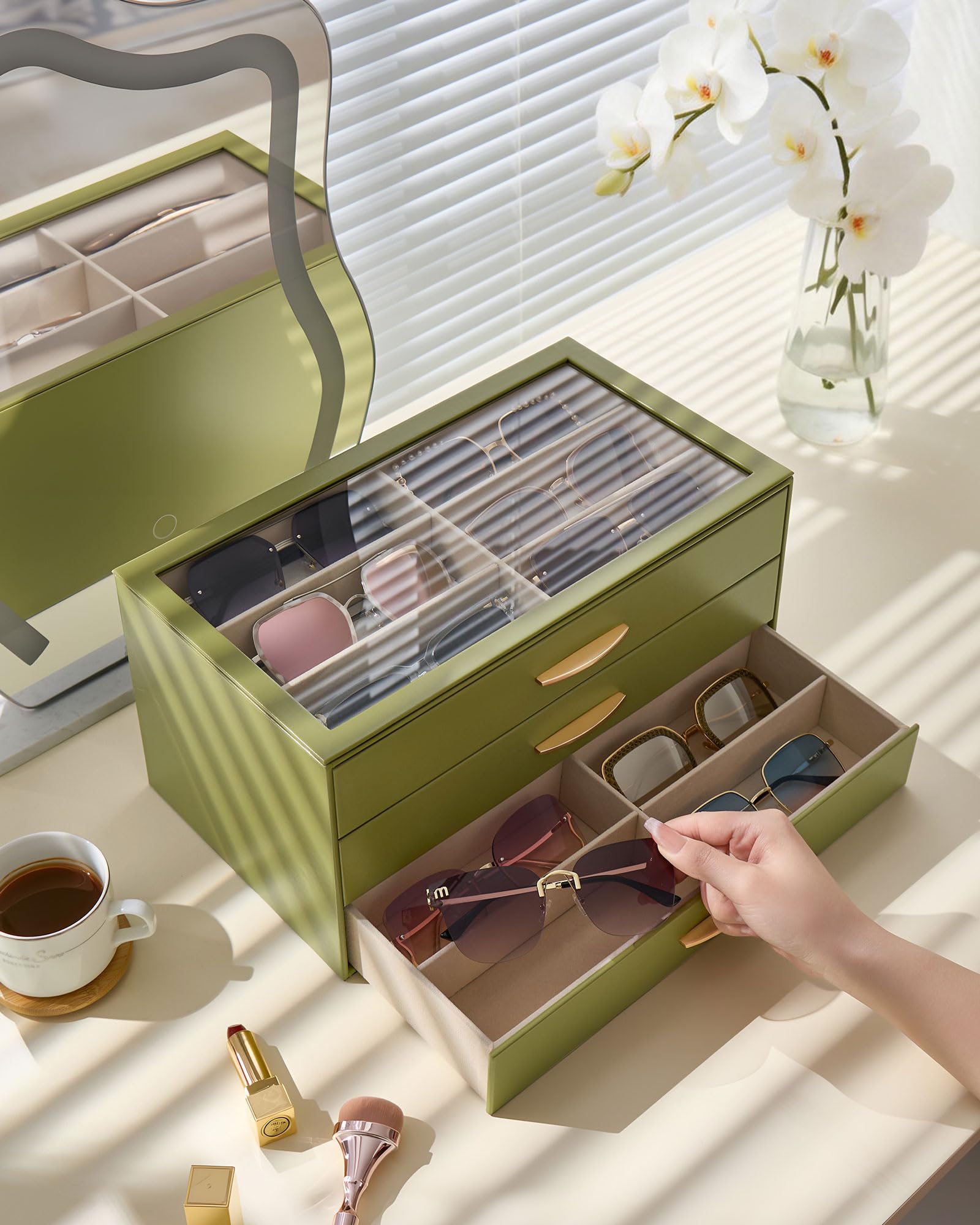 PU Eyewear Storage Box with Drawer