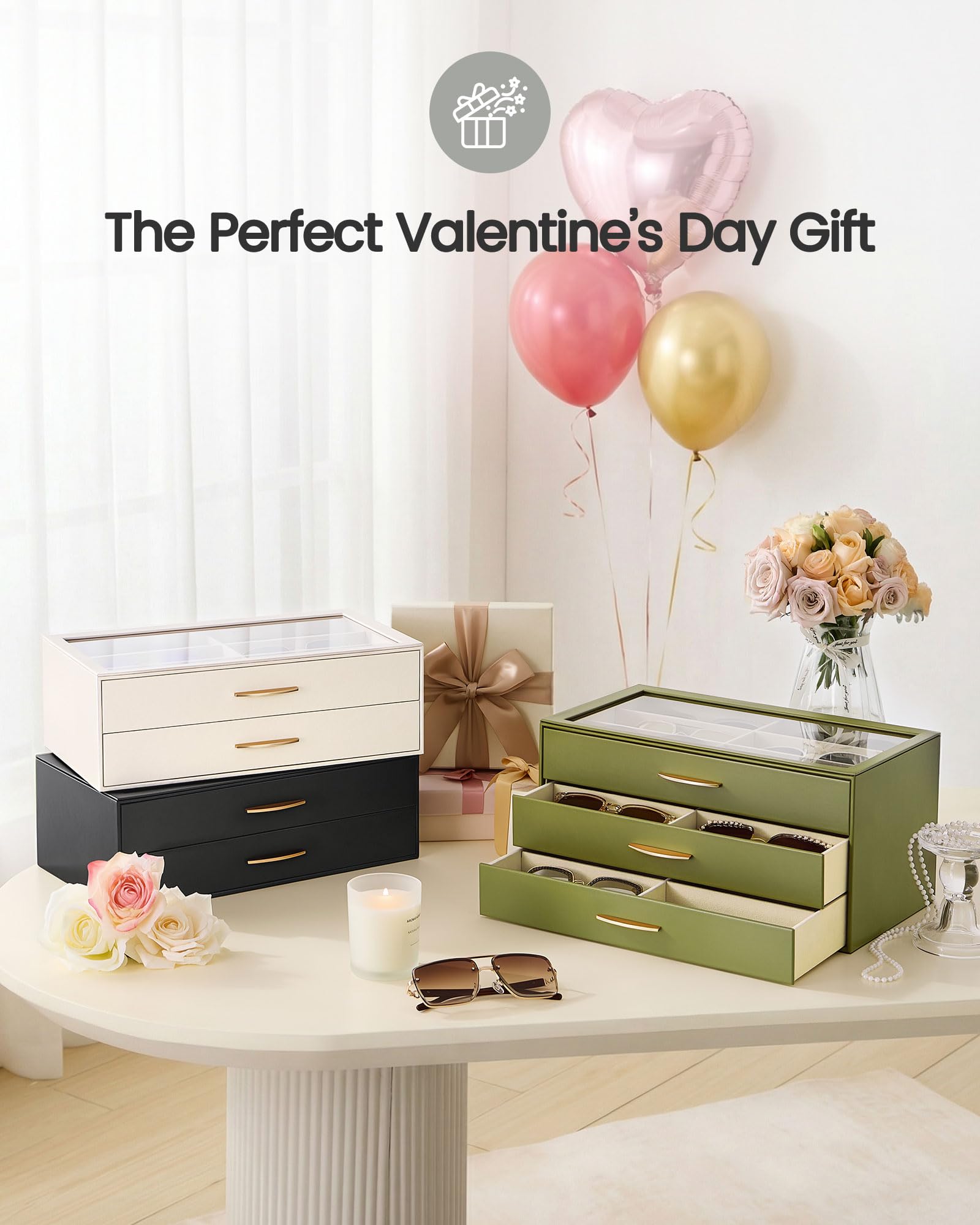 PU Eyewear Storage Box with Drawer