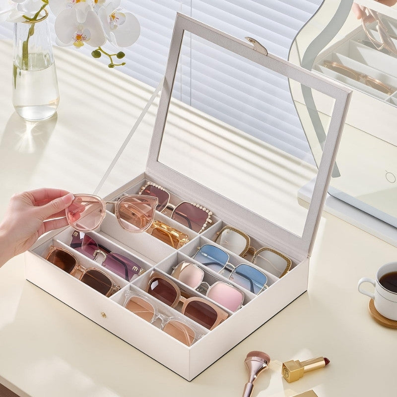 Sunglasses Organizer Box with Clear Lid (10/20 Slots Available)