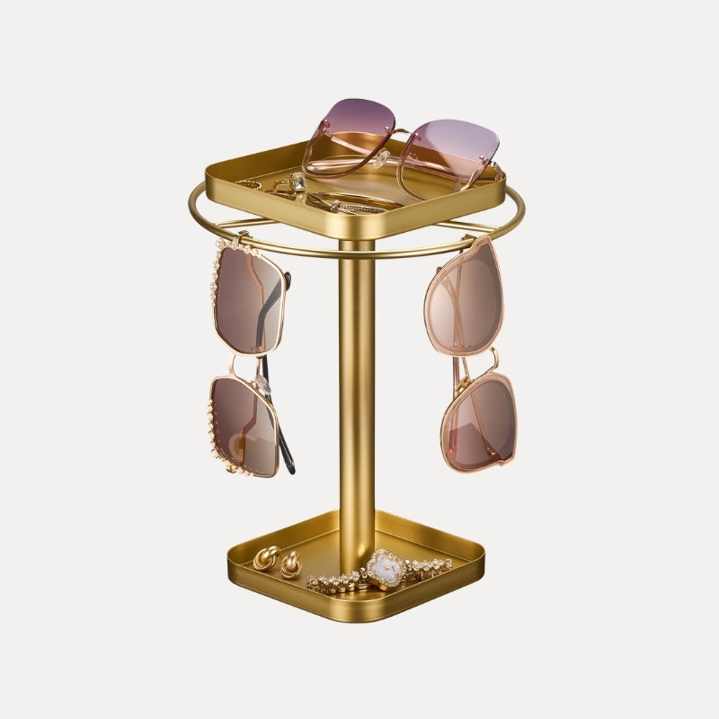 360° Rotating Sunglasses Organizer with 2 Square Storage Tray