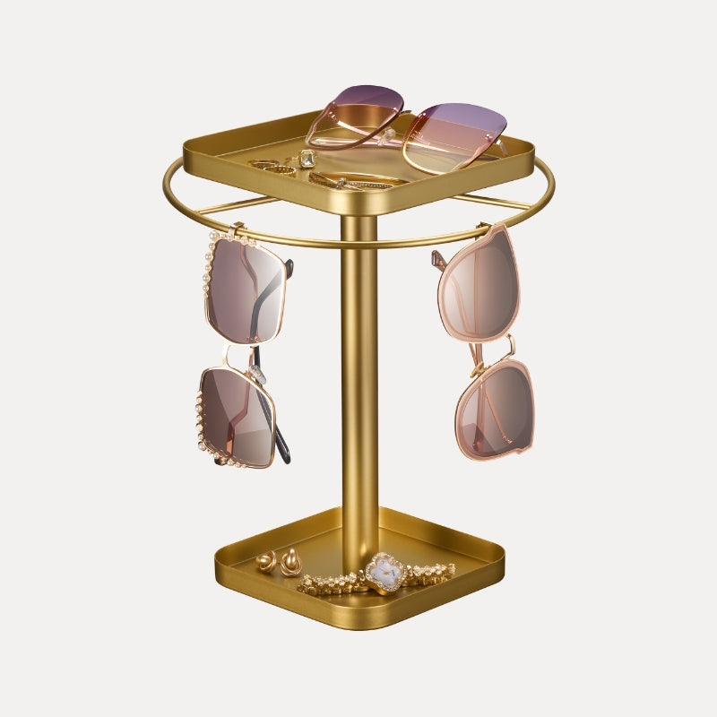 360° Rotating Sunglasses Organizer with 2 Square Storage Tray