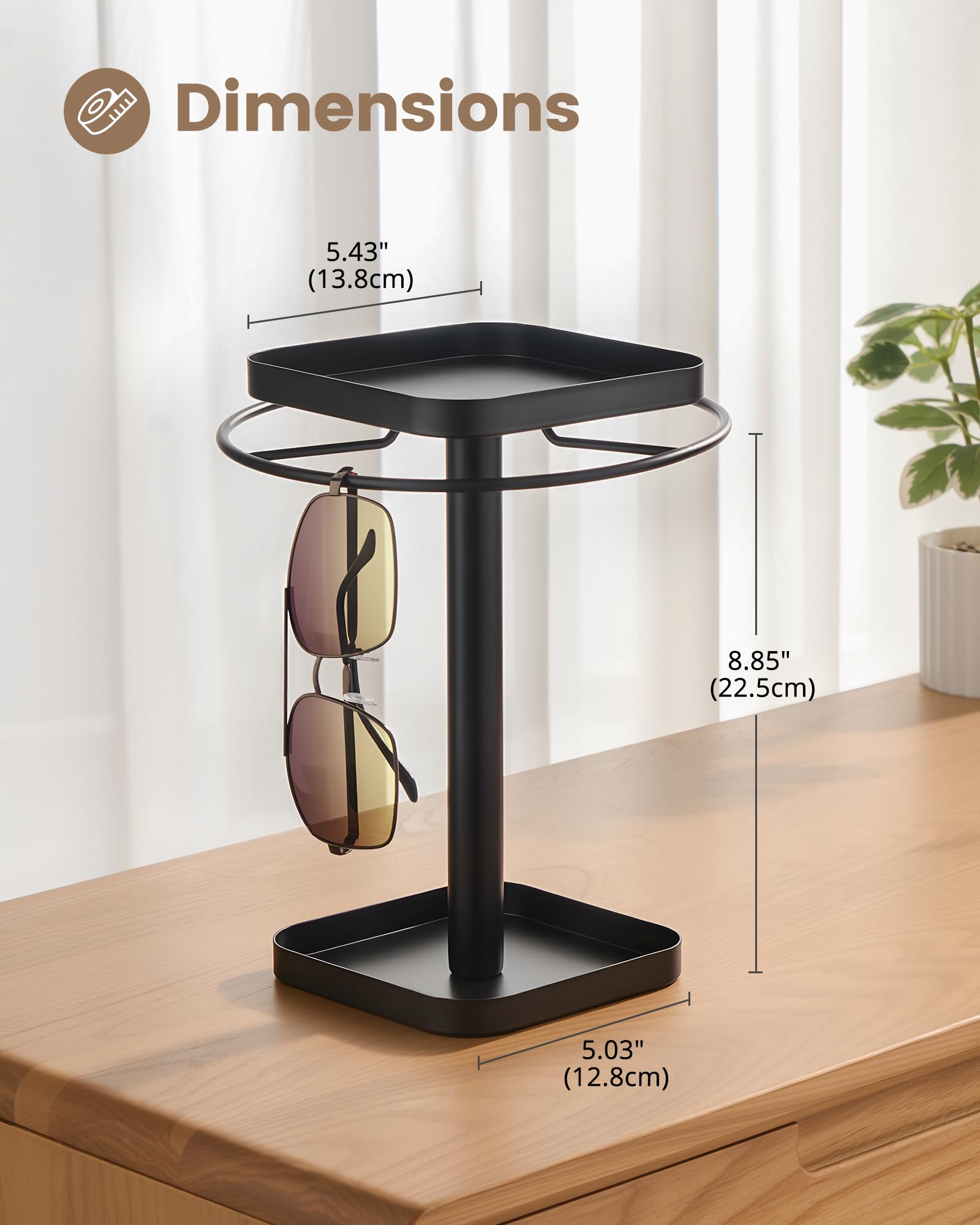 360° Rotating Sunglasses Organizer with 2 Square Storage Tray