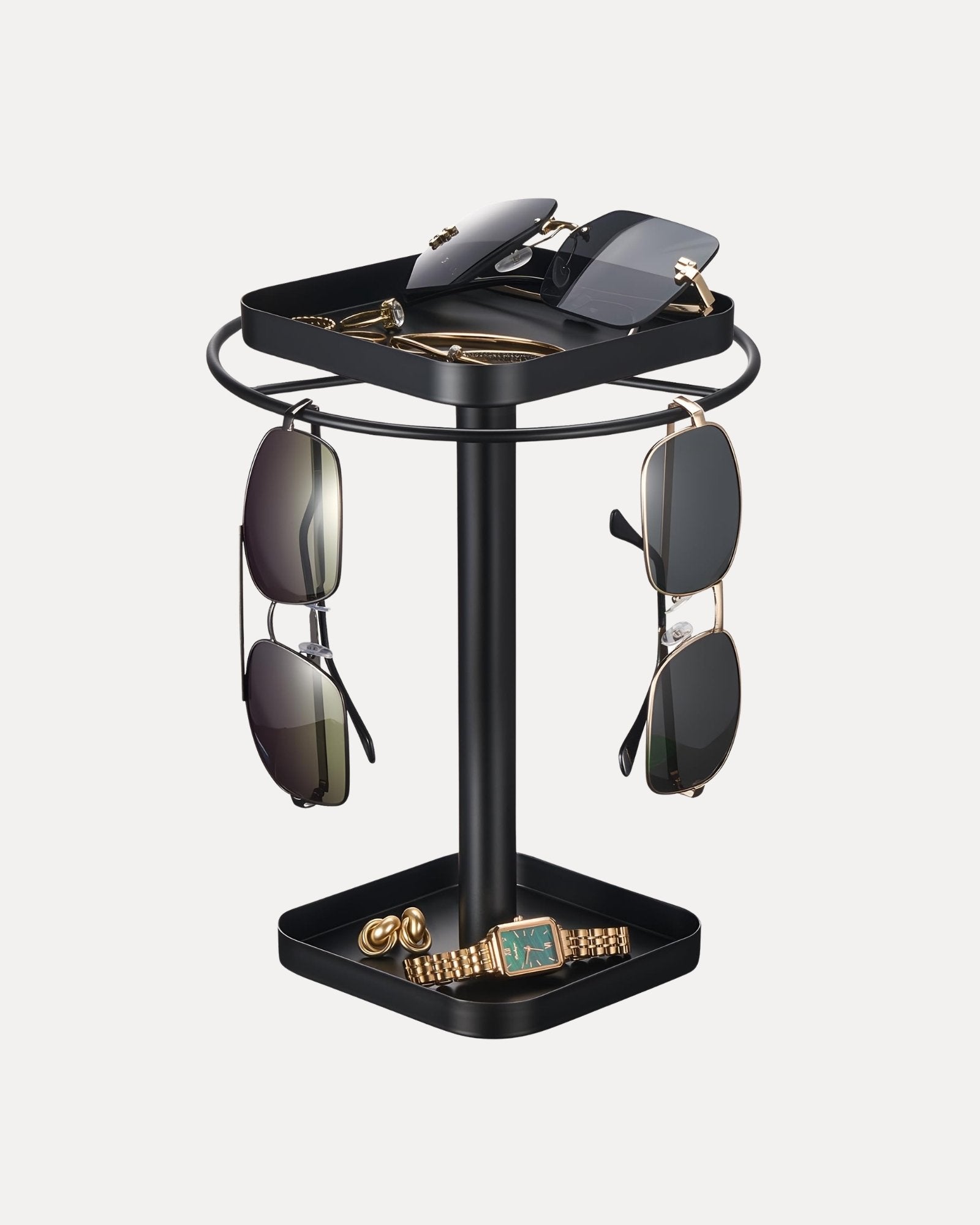 360° Rotating Sunglasses Organizer with 2 Square Storage Tray