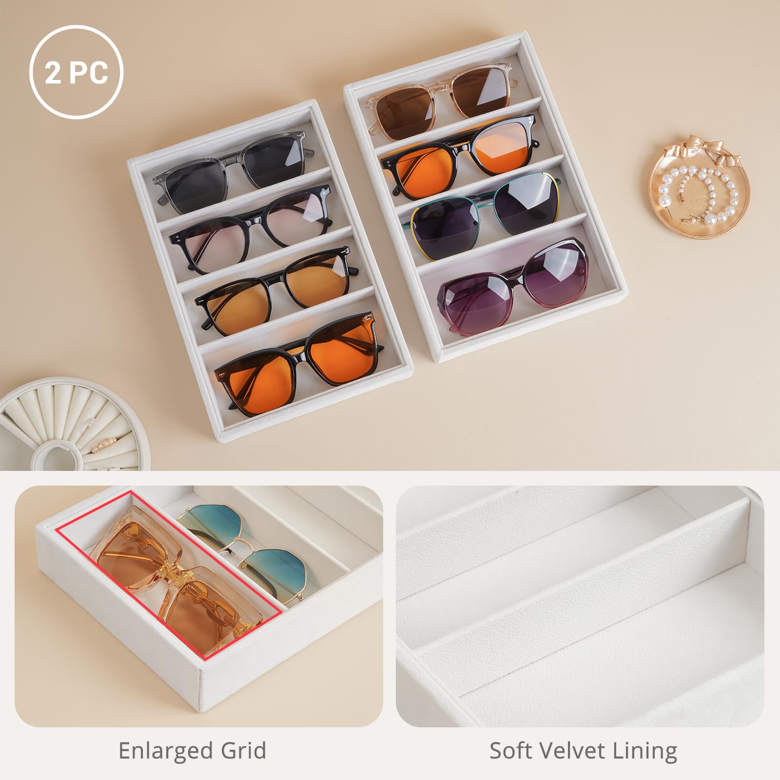 Velvet Sunglasses Organizer Tray