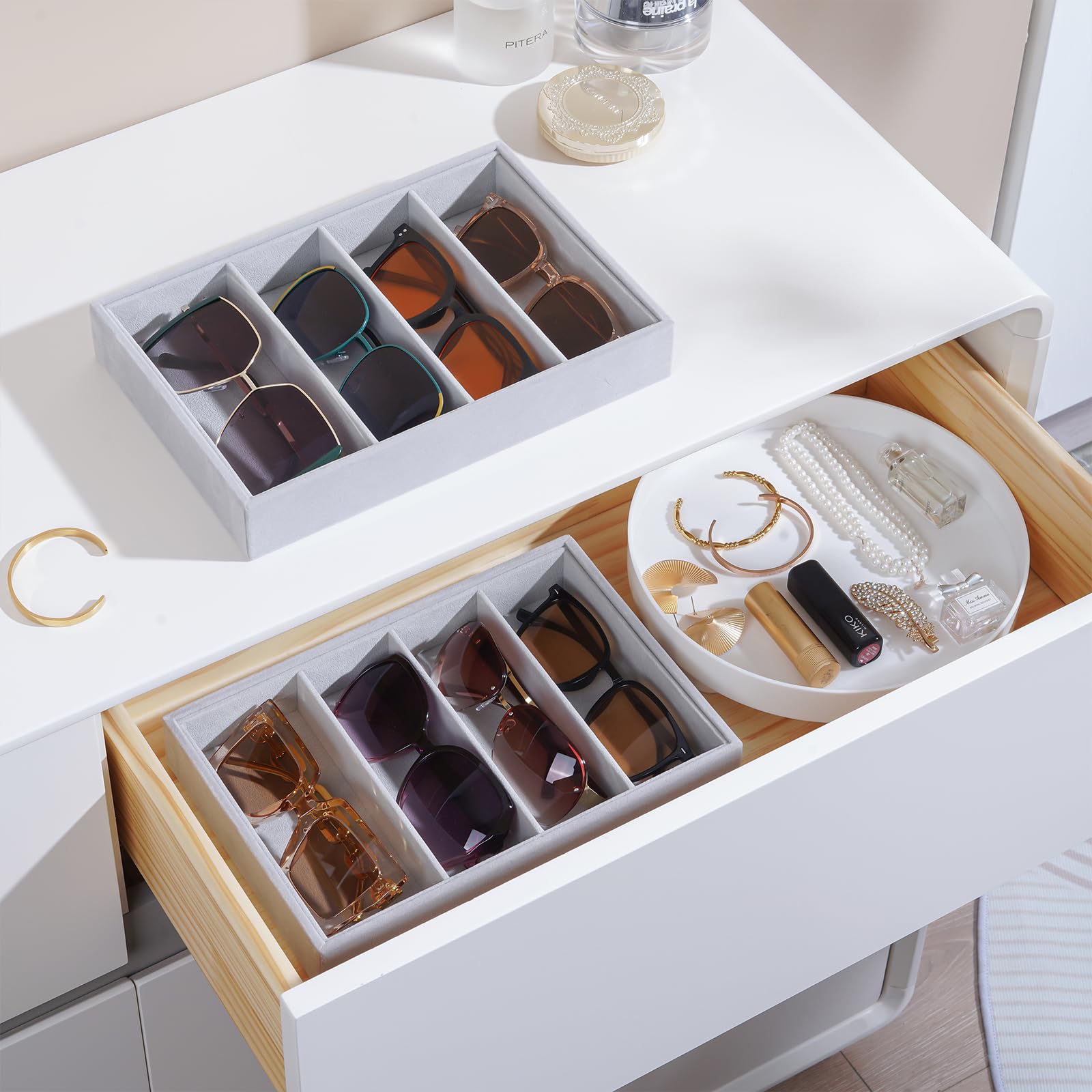 Velvet Sunglasses Organizer Tray