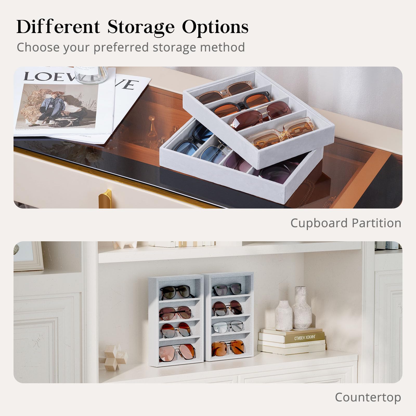 Velvet Sunglasses Organizer Tray