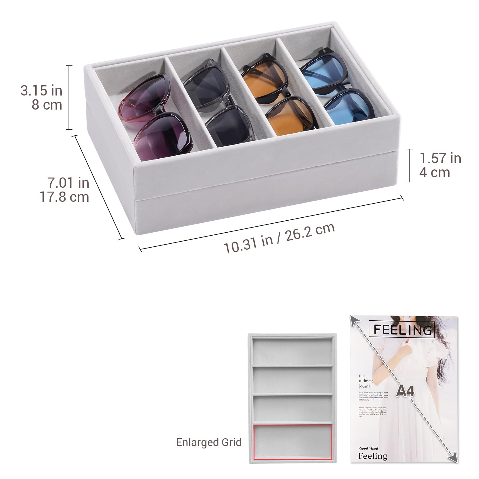 Velvet Sunglasses Organizer Tray