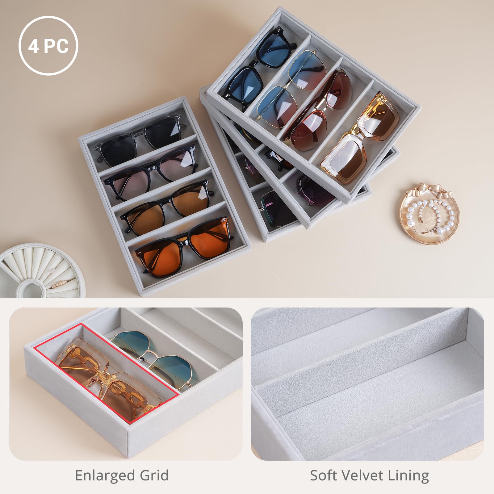 Velvet Sunglasses Organizer Tray