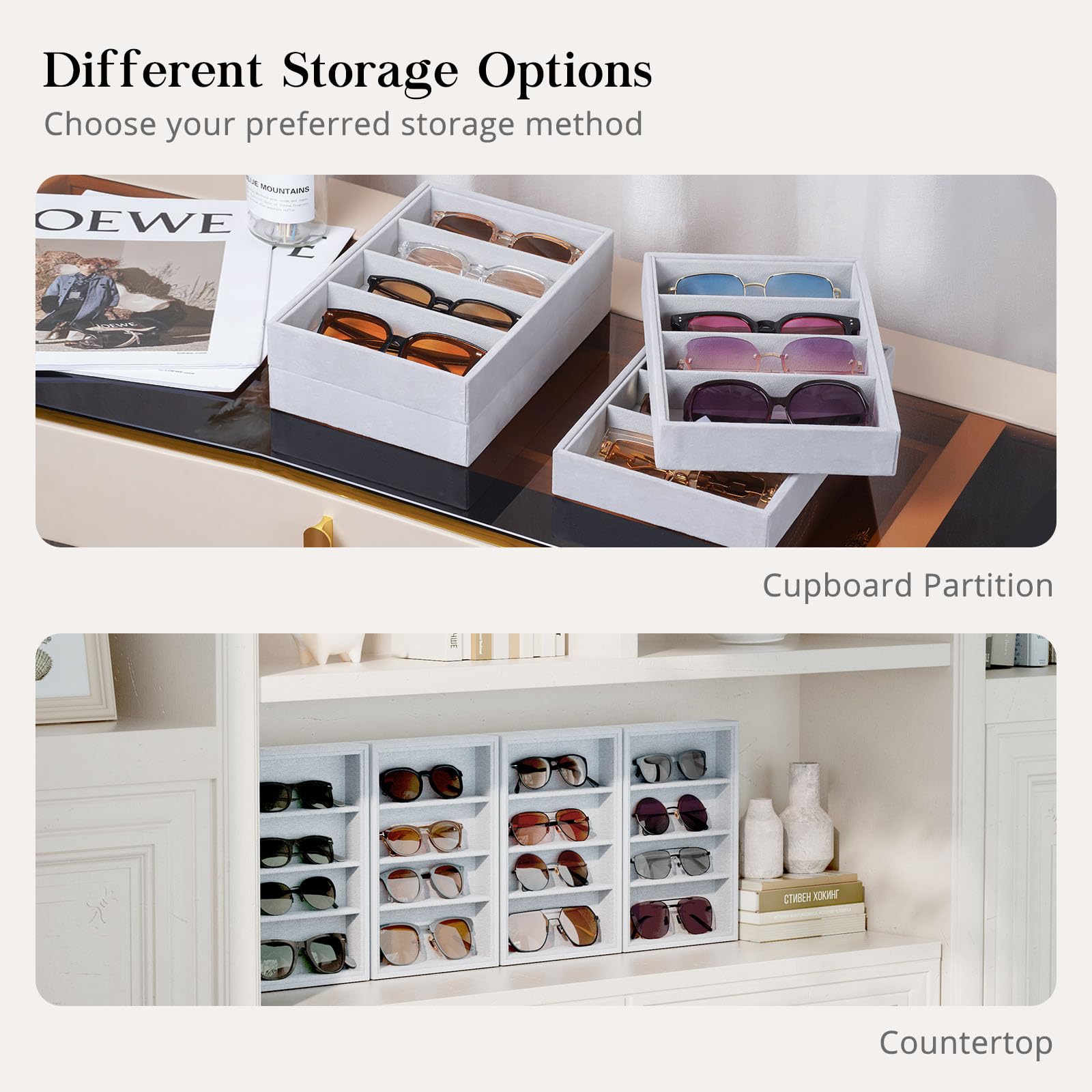 Velvet Sunglasses Organizer Tray