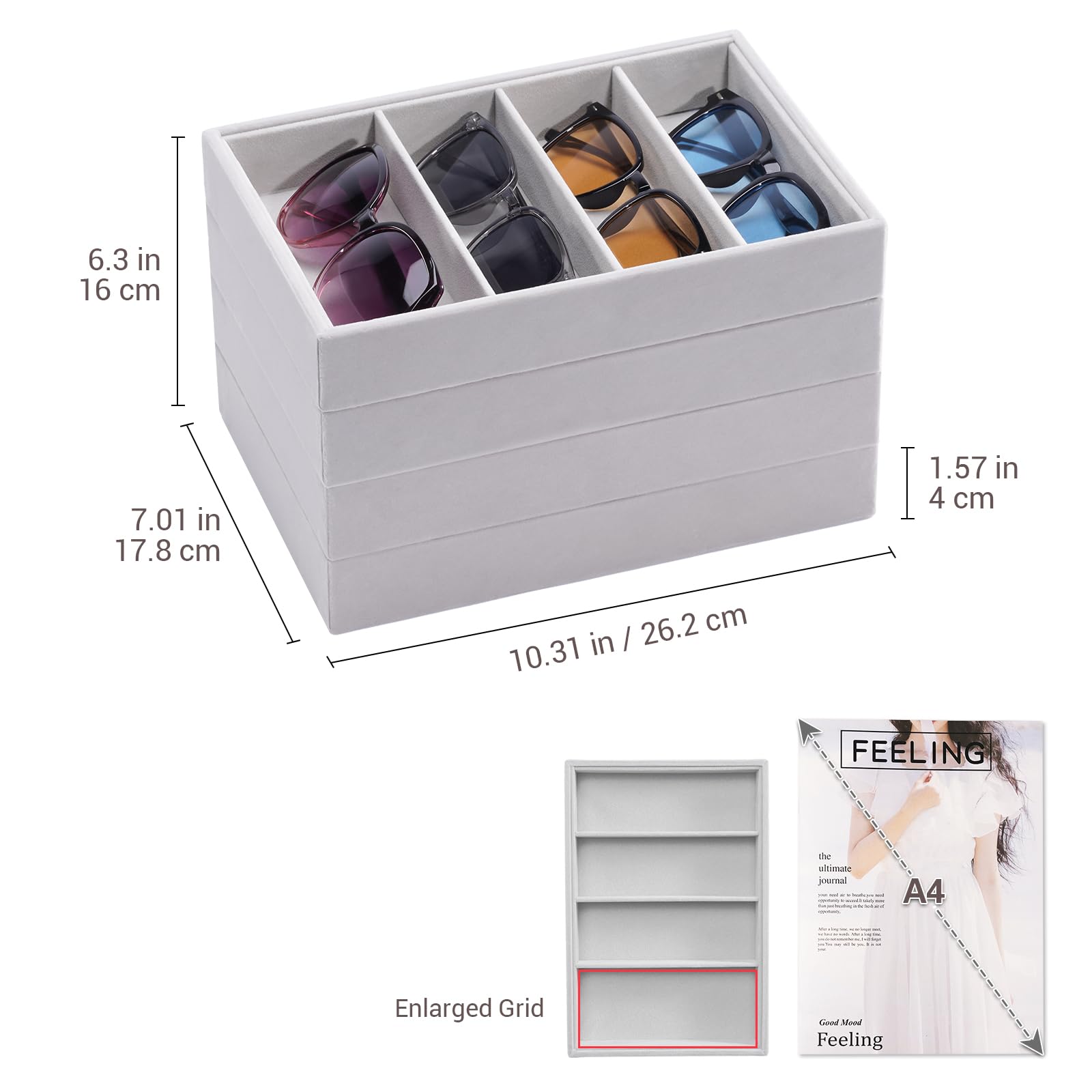 Velvet Sunglasses Organizer Tray