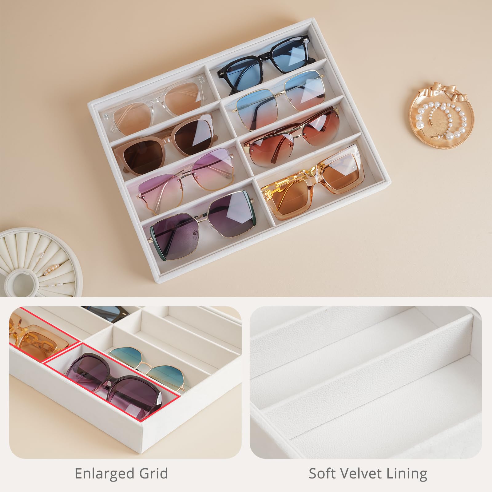 Velvet Sunglasses Organizer Tray