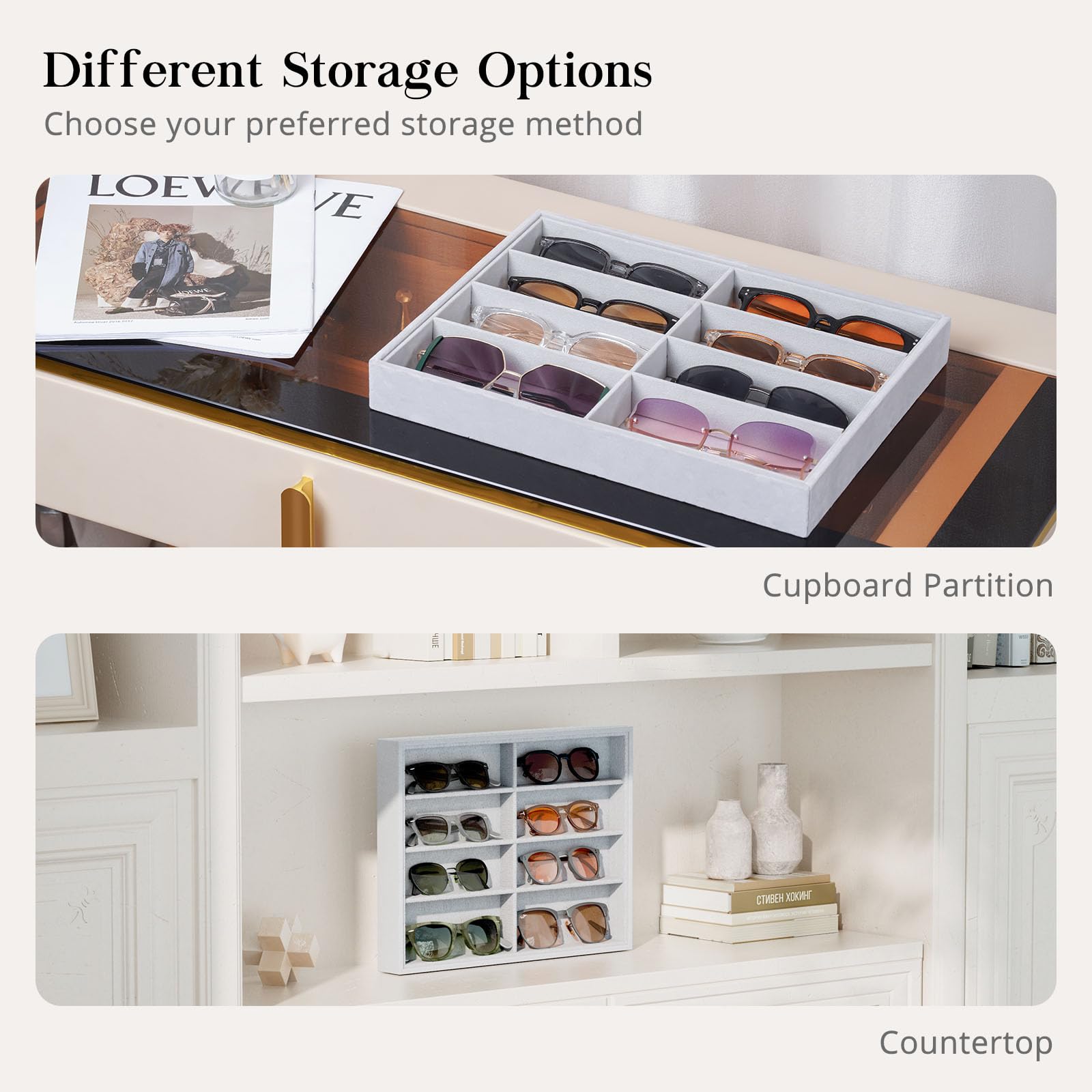 Velvet Sunglasses Organizer Tray