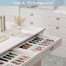 The Lolalet sunglass display tray used as a drawer organizer, fitting perfectly inside to keep eyewear organized and accessible.