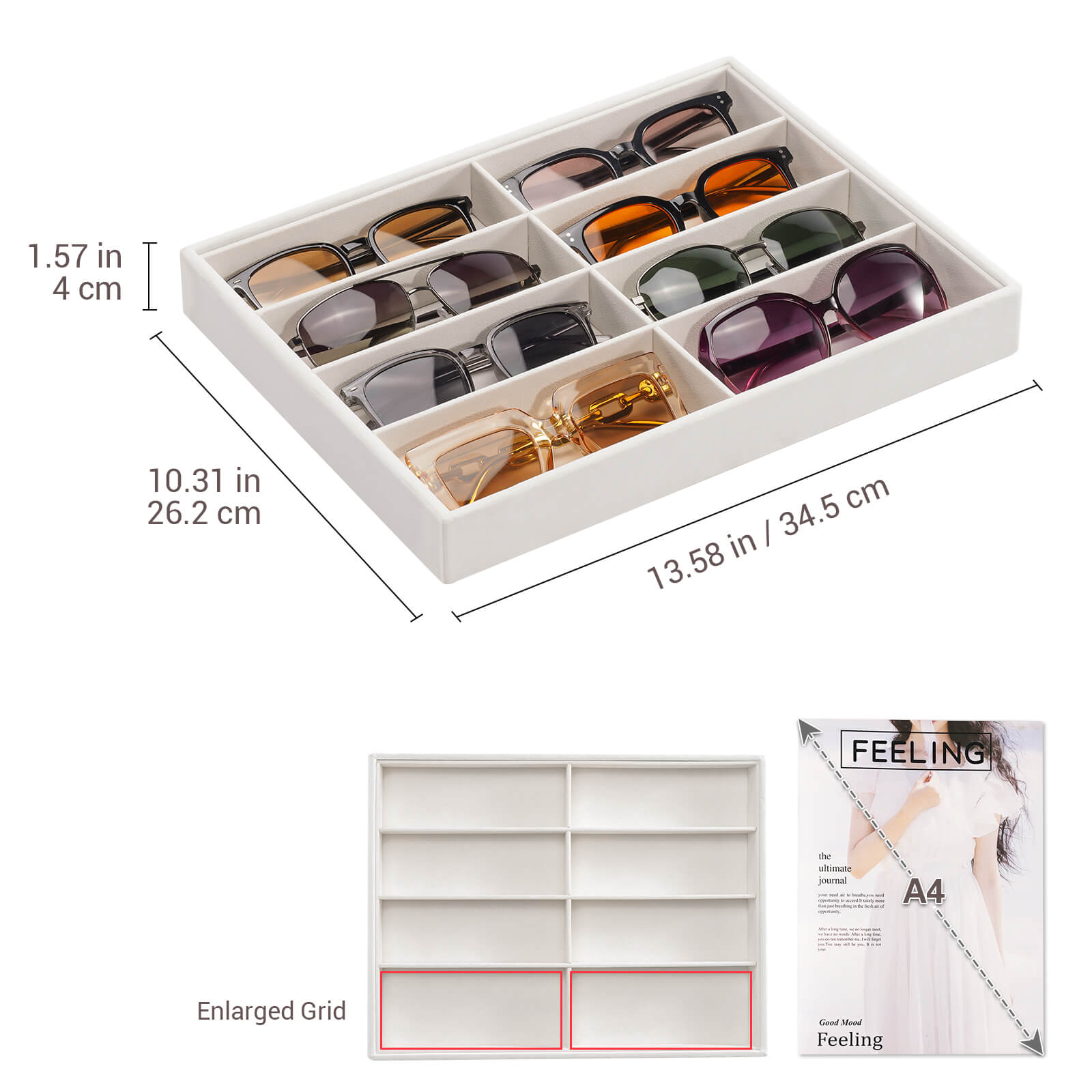 Velvet Sunglasses Organizer Tray