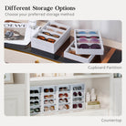 A Lolalet velvet sunglass display tray sits on a shelf in a walk-in closet, showcasing a collection of eyewear like a luxury boutique.