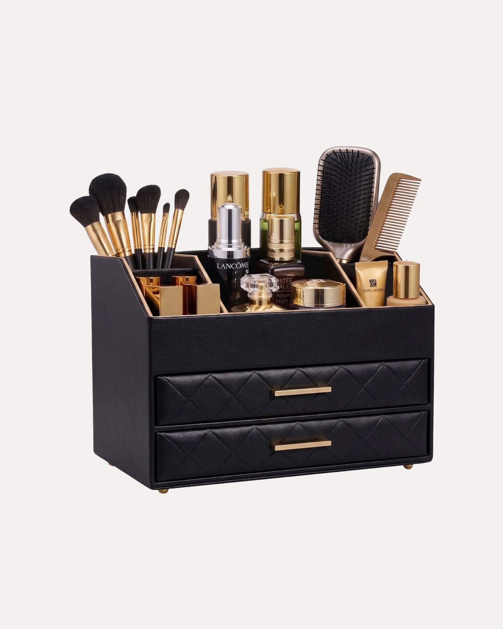 PU Leather Large Makeup Organizer for Vanity Desk