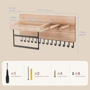 Wall Mounted Hanging Jewelry Organizer with Storage Shelf