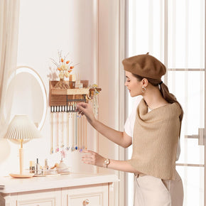 Wall Mounted Hanging Jewelry Organizer with Storage Shelf