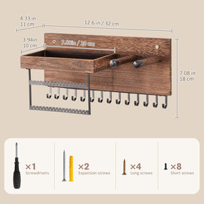 Wall Mounted Hanging Jewelry Organizer with Storage Shelf