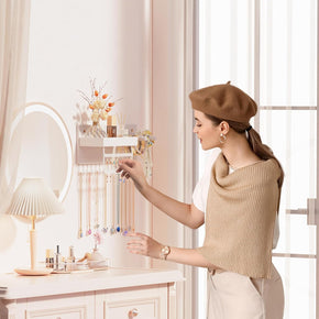 Wall Mounted Hanging Jewelry Organizer with Storage Shelf
